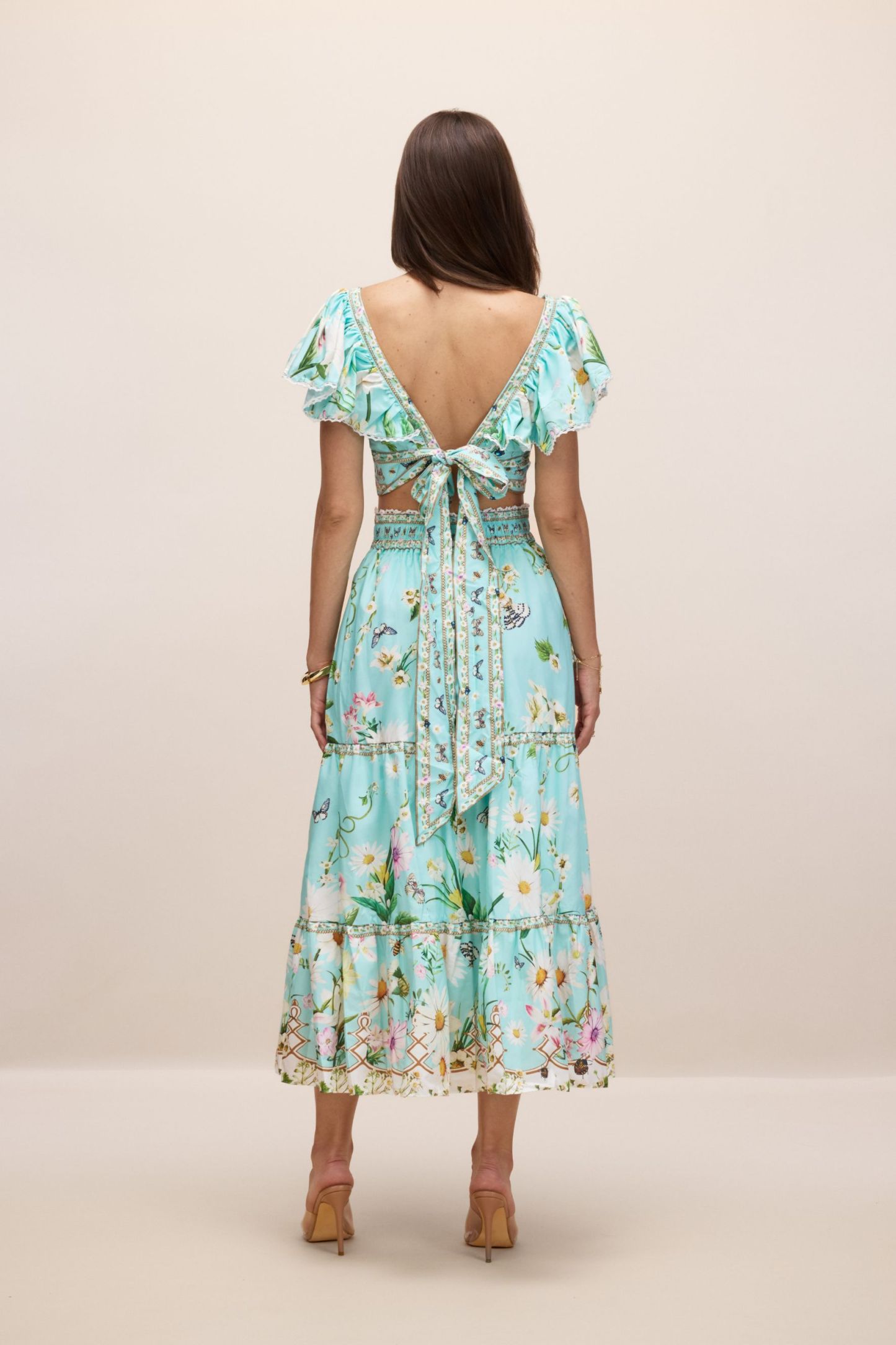 Susie V-Neck Floral Print Crop Top & Skirt Set