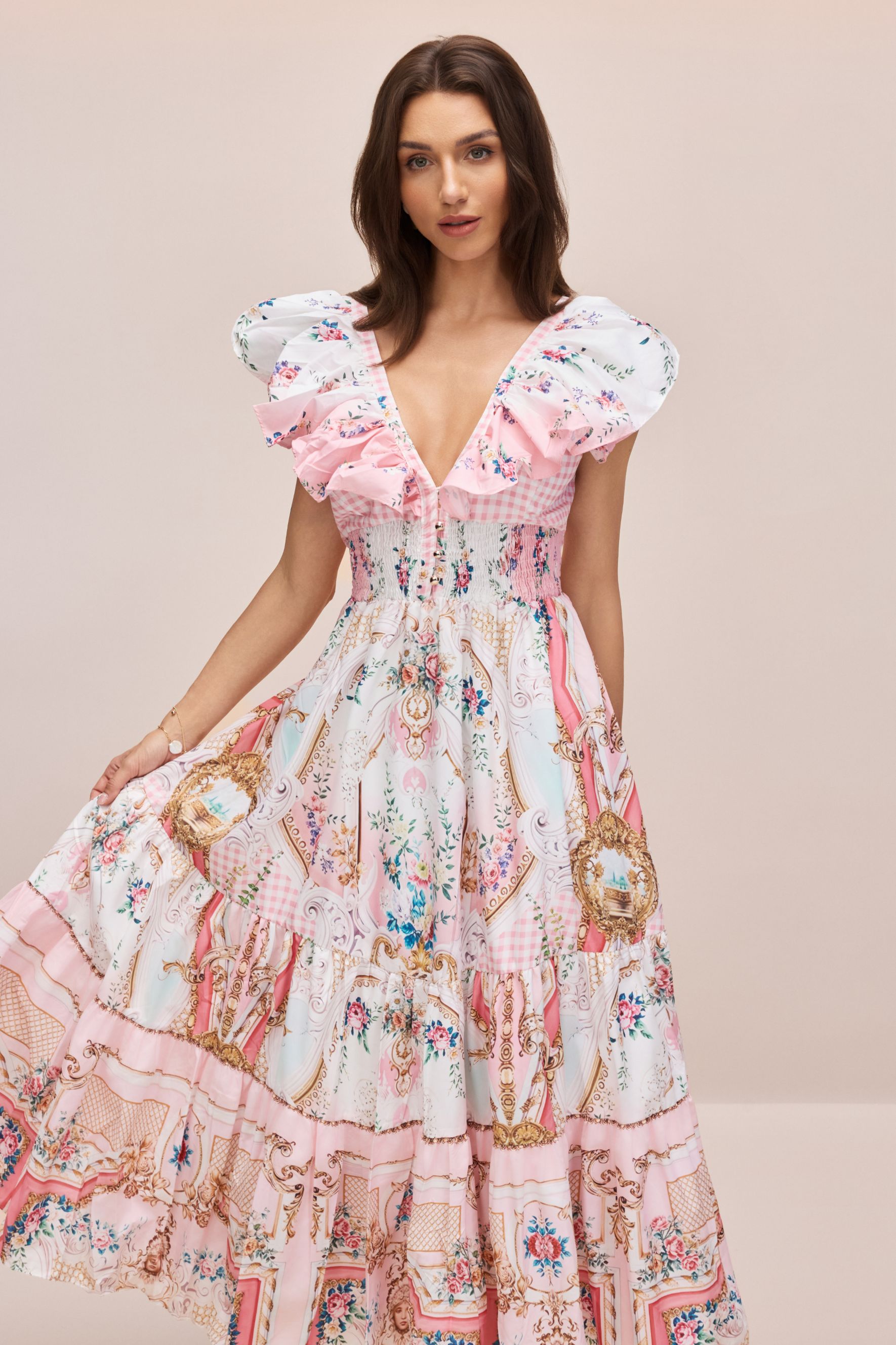 Julia Print V-neck Maxi Dress