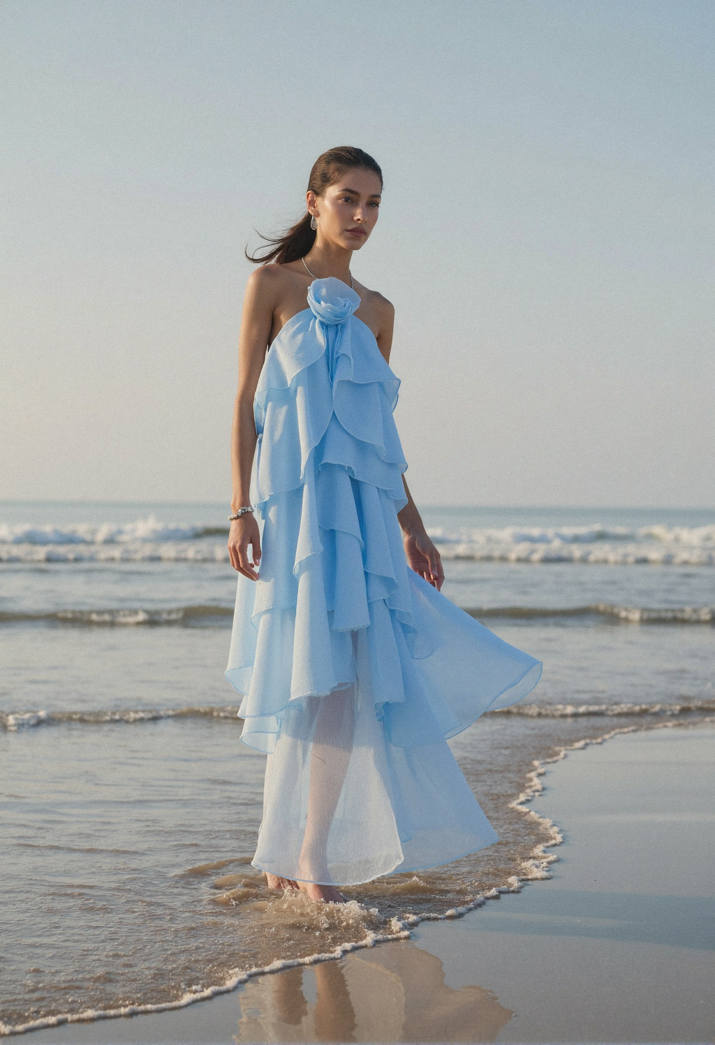 chiffon dress in beach
