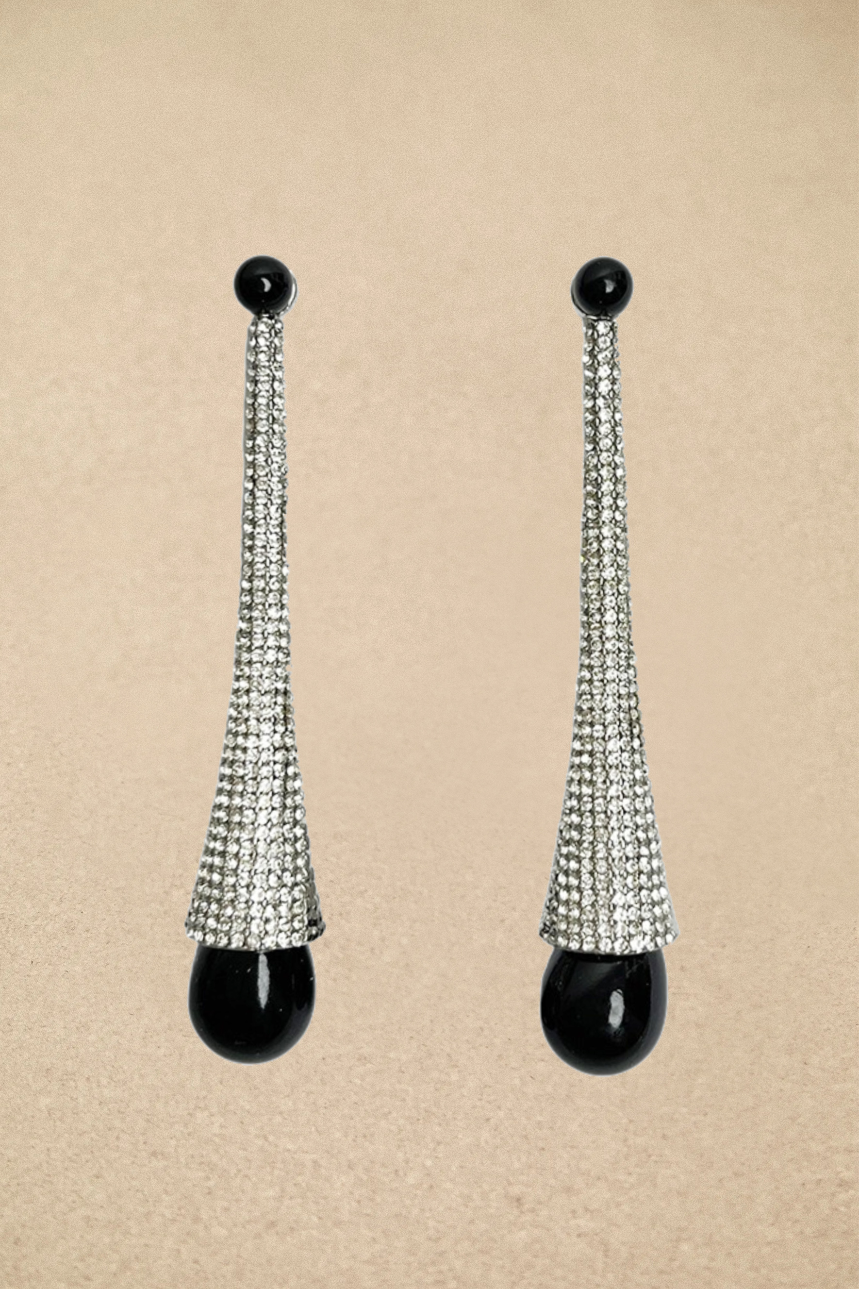 Long Tapered Rhinestone Drop Earrings