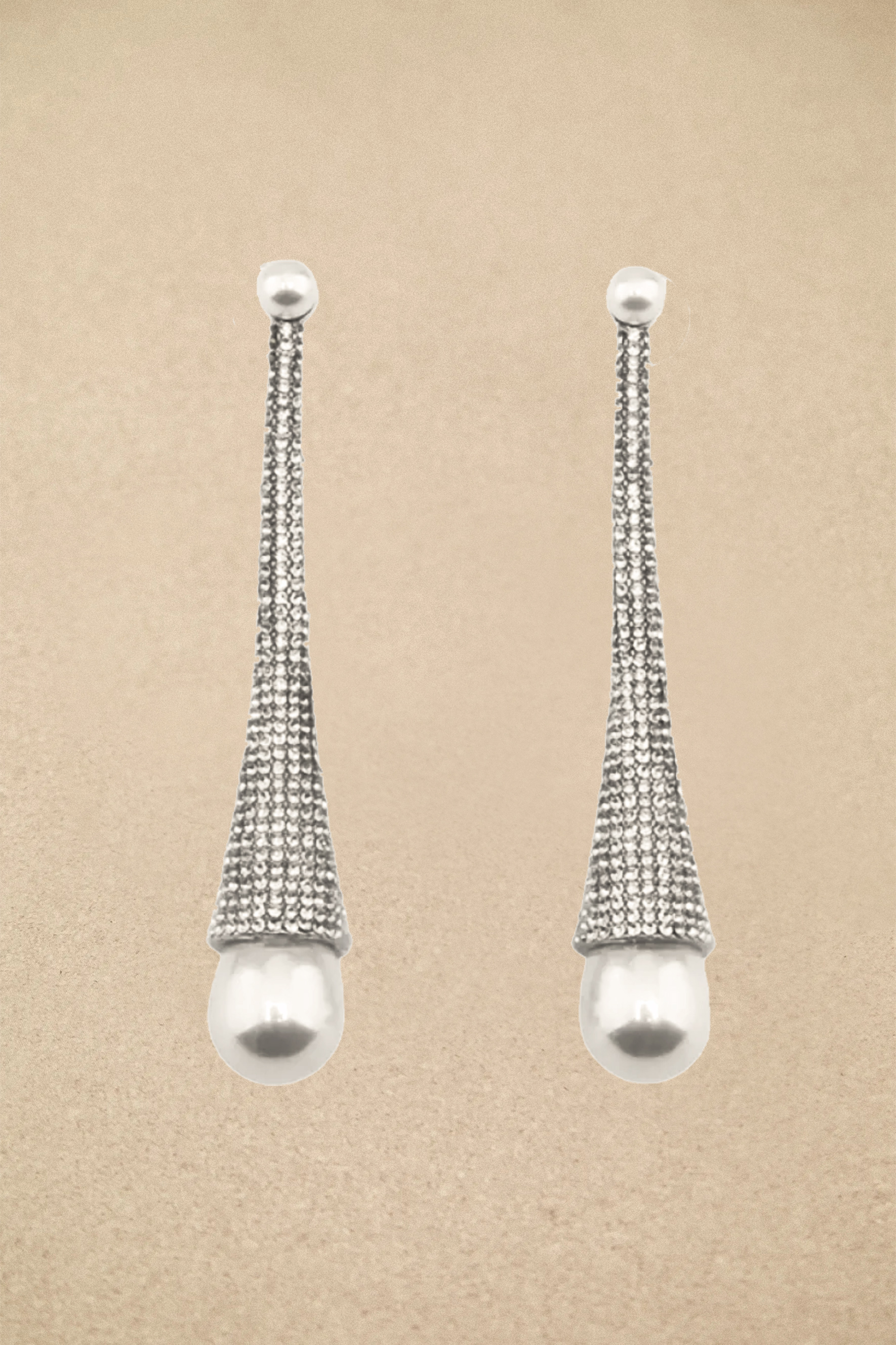 Long Tapered Rhinestone Drop Earrings