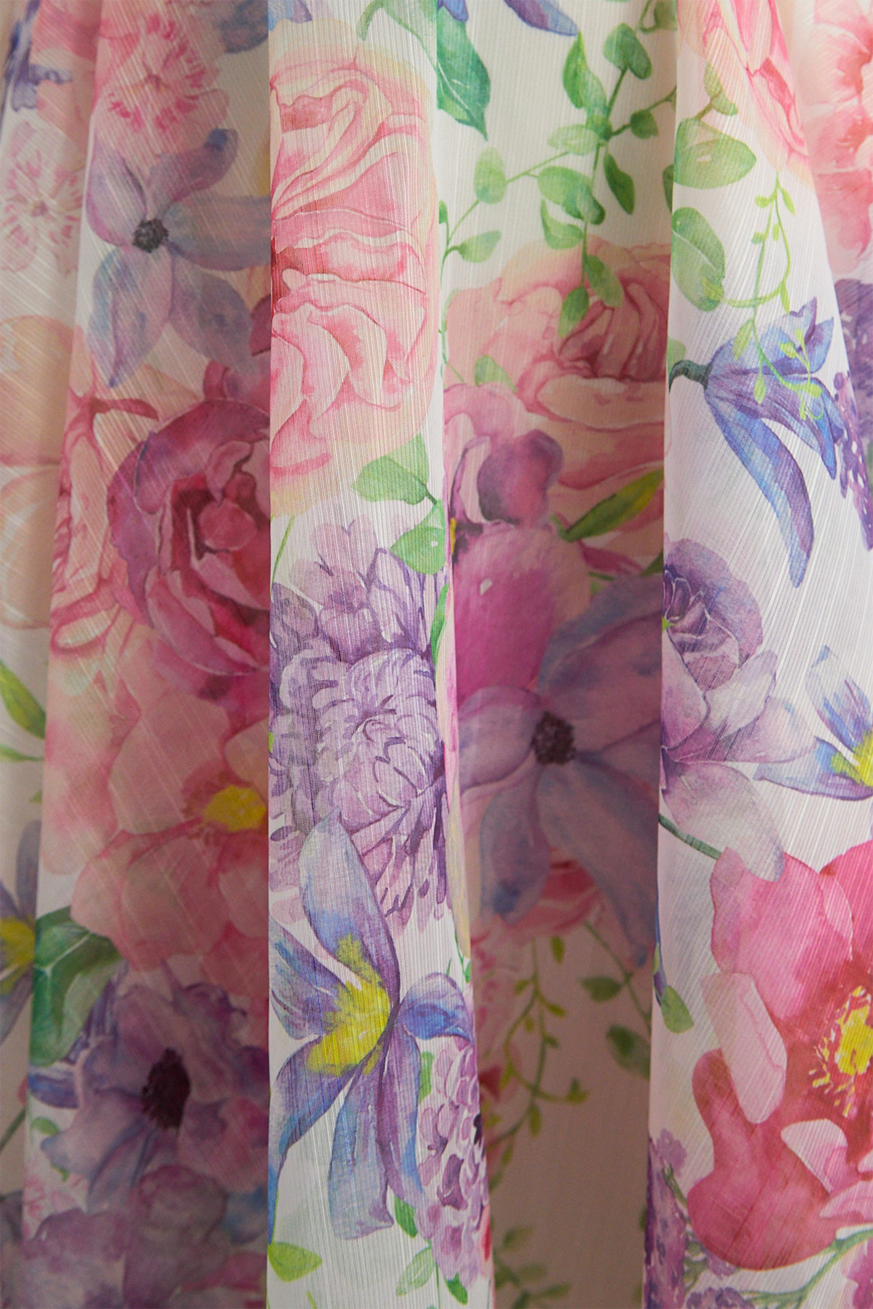 Flower Fantasy Multi Printed Puff Sleeve Maxi Dress