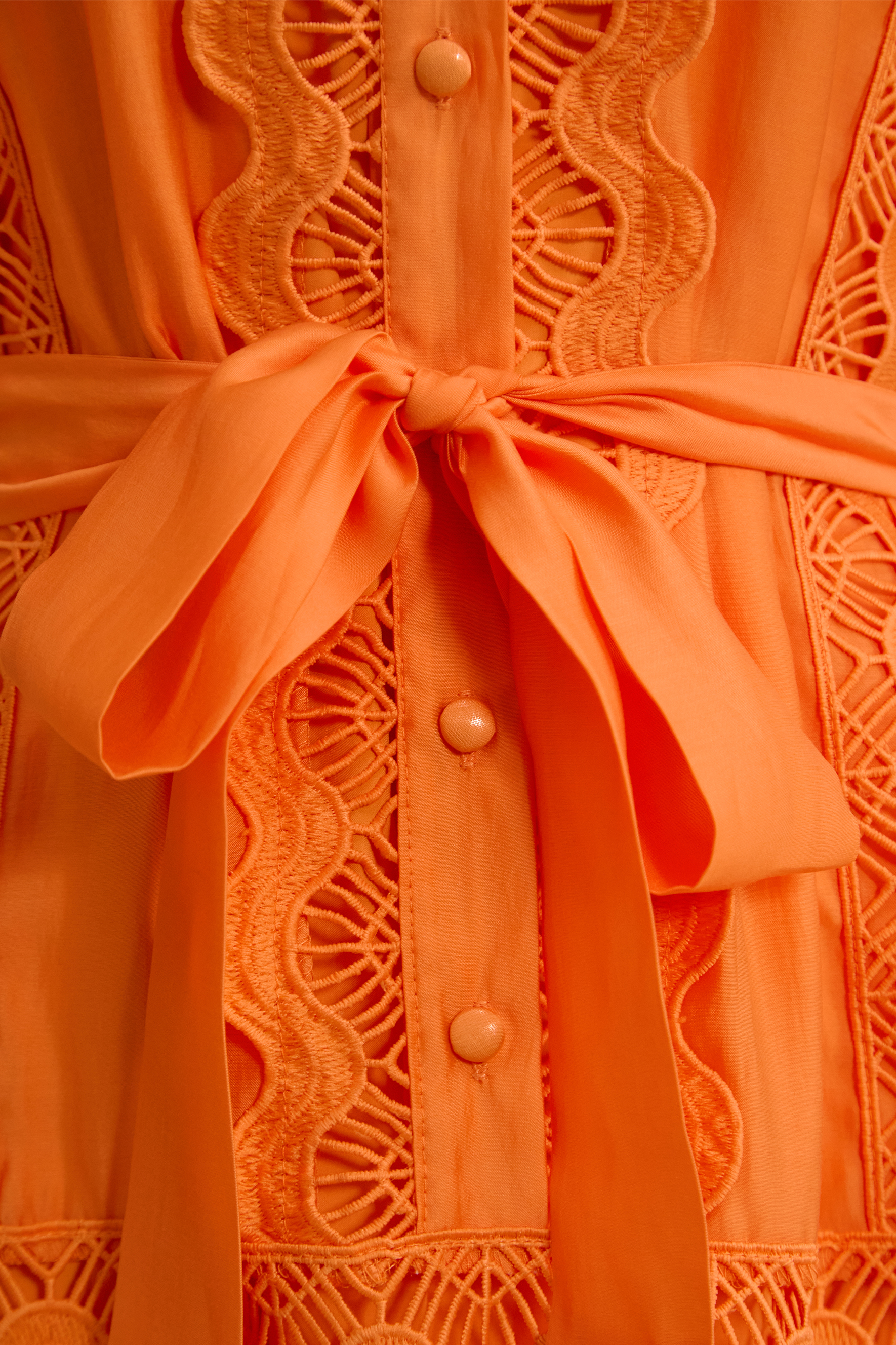 Gorgeous Essence Orange Lace Trim Tiered Mini Dress