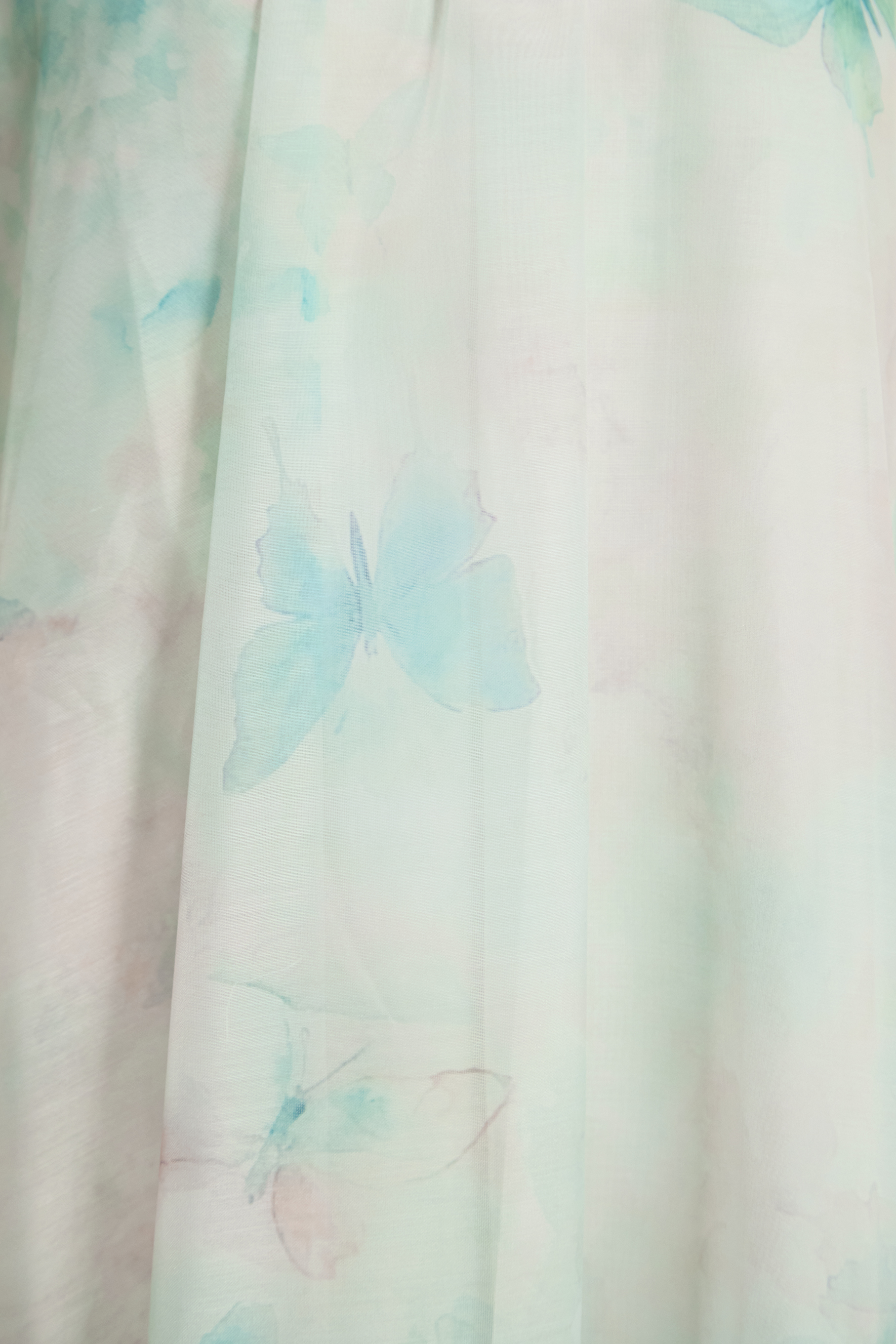 Venus Chartreuse Mint Butterfly Print Tiered Ruffle Maxi Dress