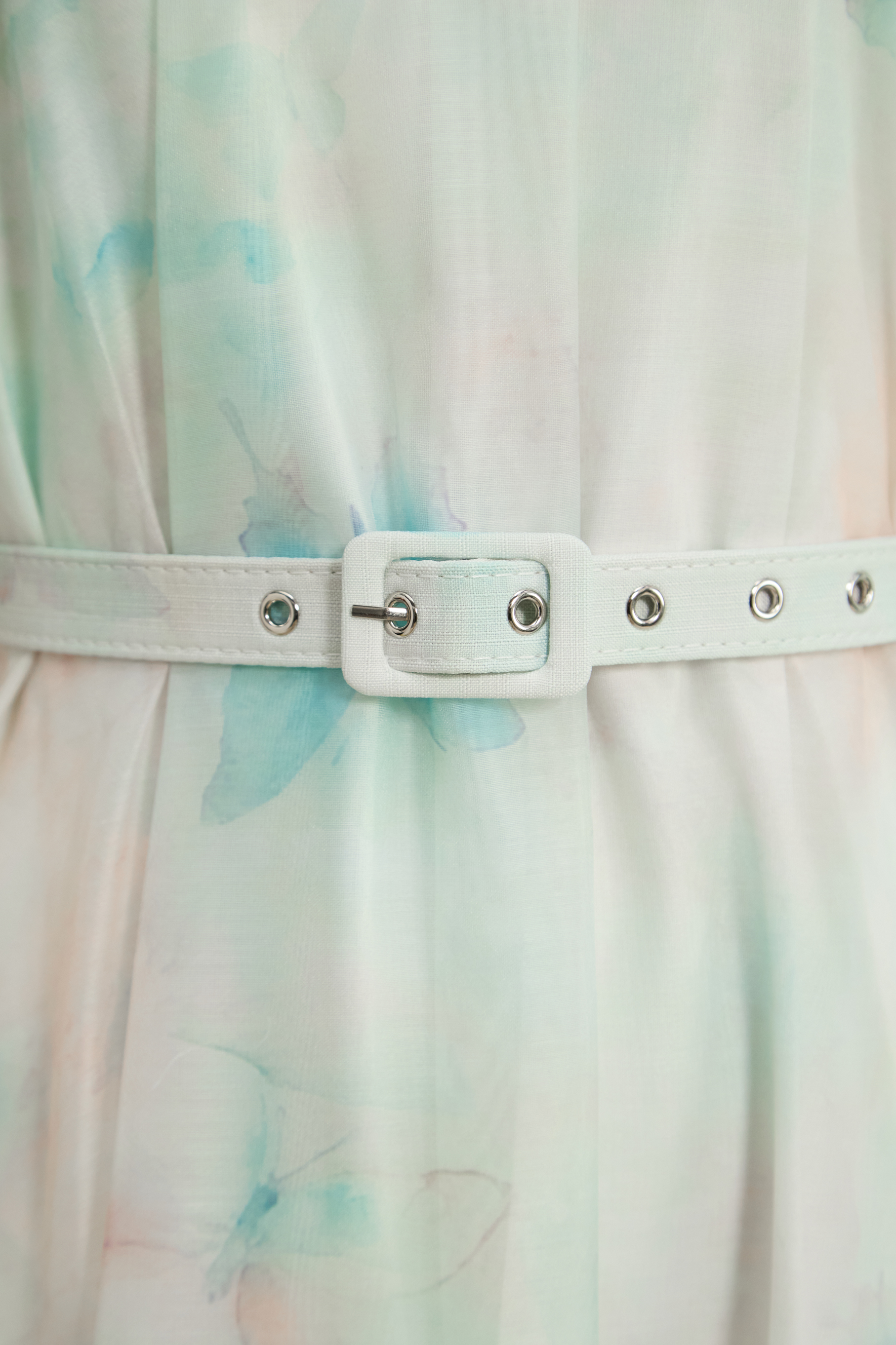 Venus Chartreuse Mint Butterfly Print Tiered Ruffle Maxi Dress