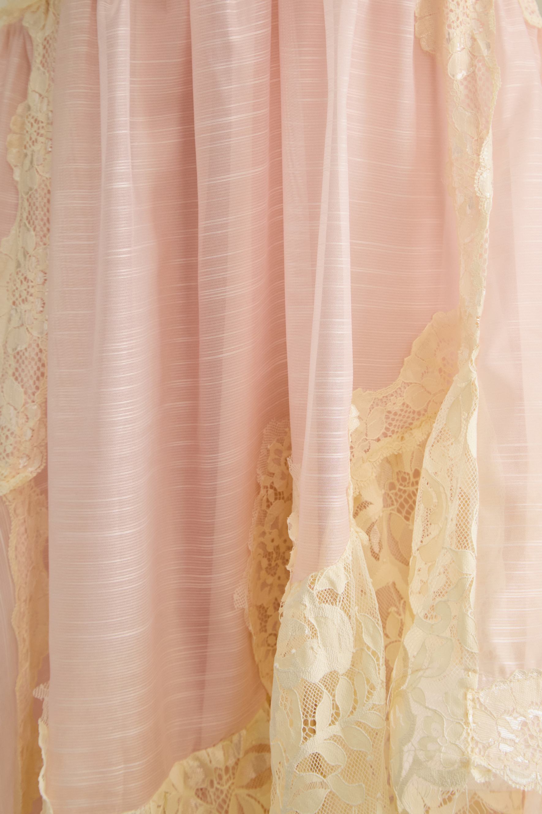 Sunlit Blossom Pink Embroidered Lace High Low Maxi Dress