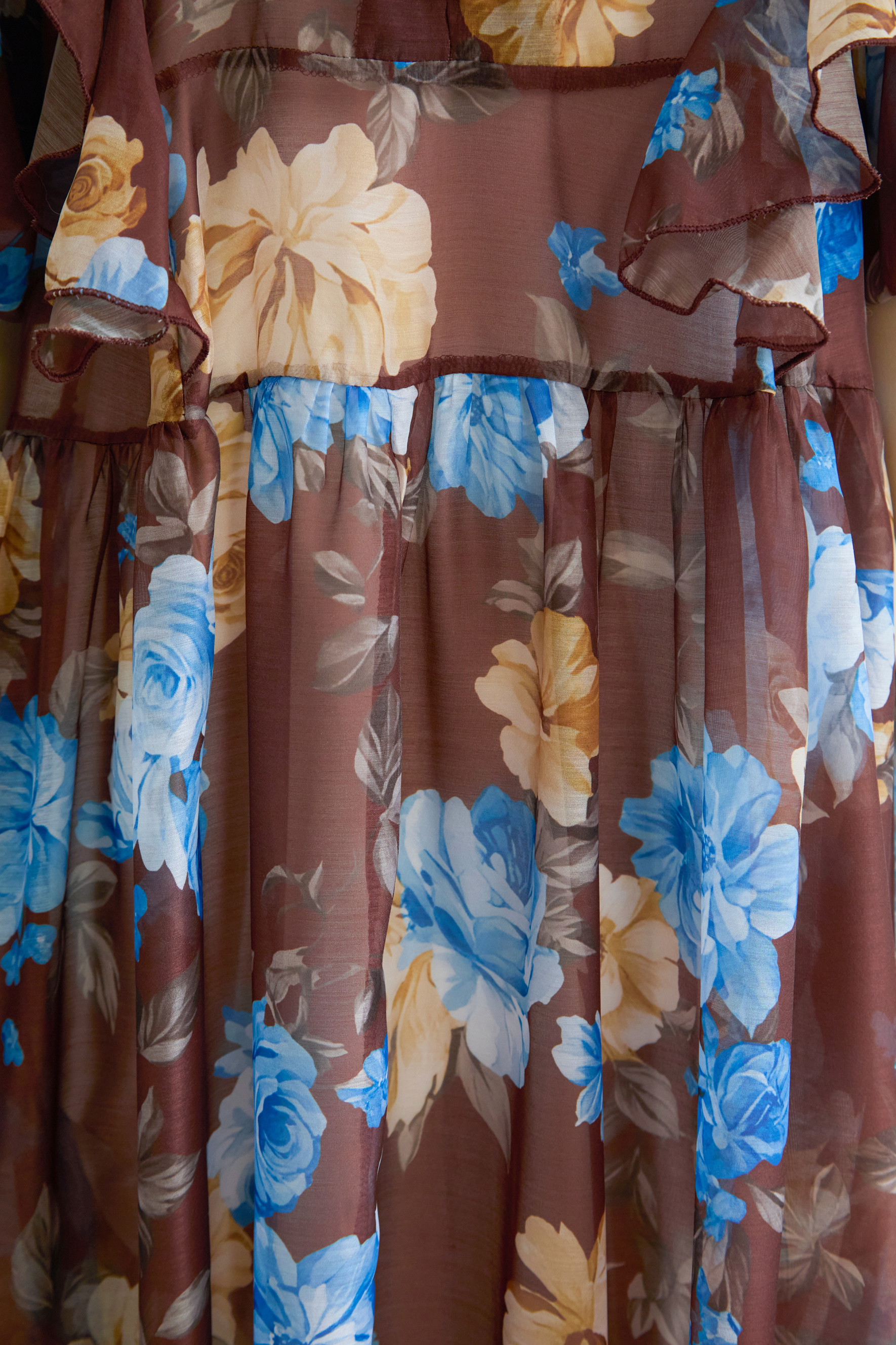 Oh-So Stunning Brown Floral Print Ruffled Maxi Dress