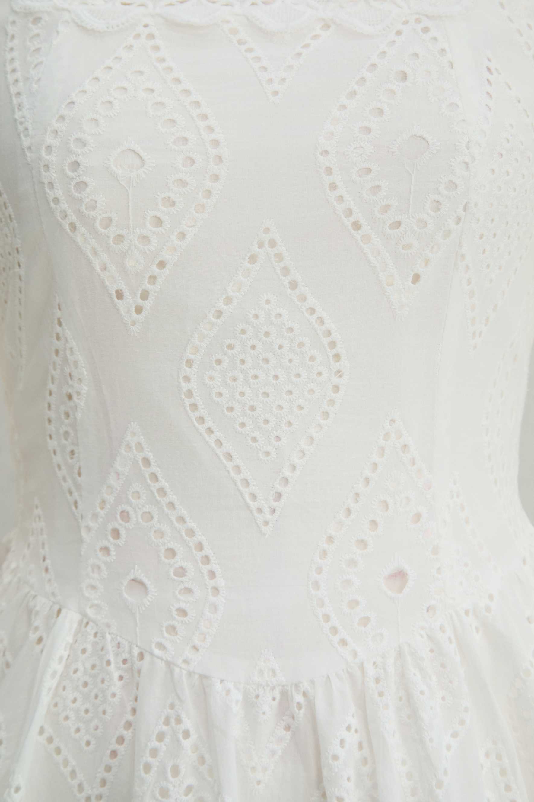 Sleek Essence White Sleeveless Embroidery Lace Mini Dress