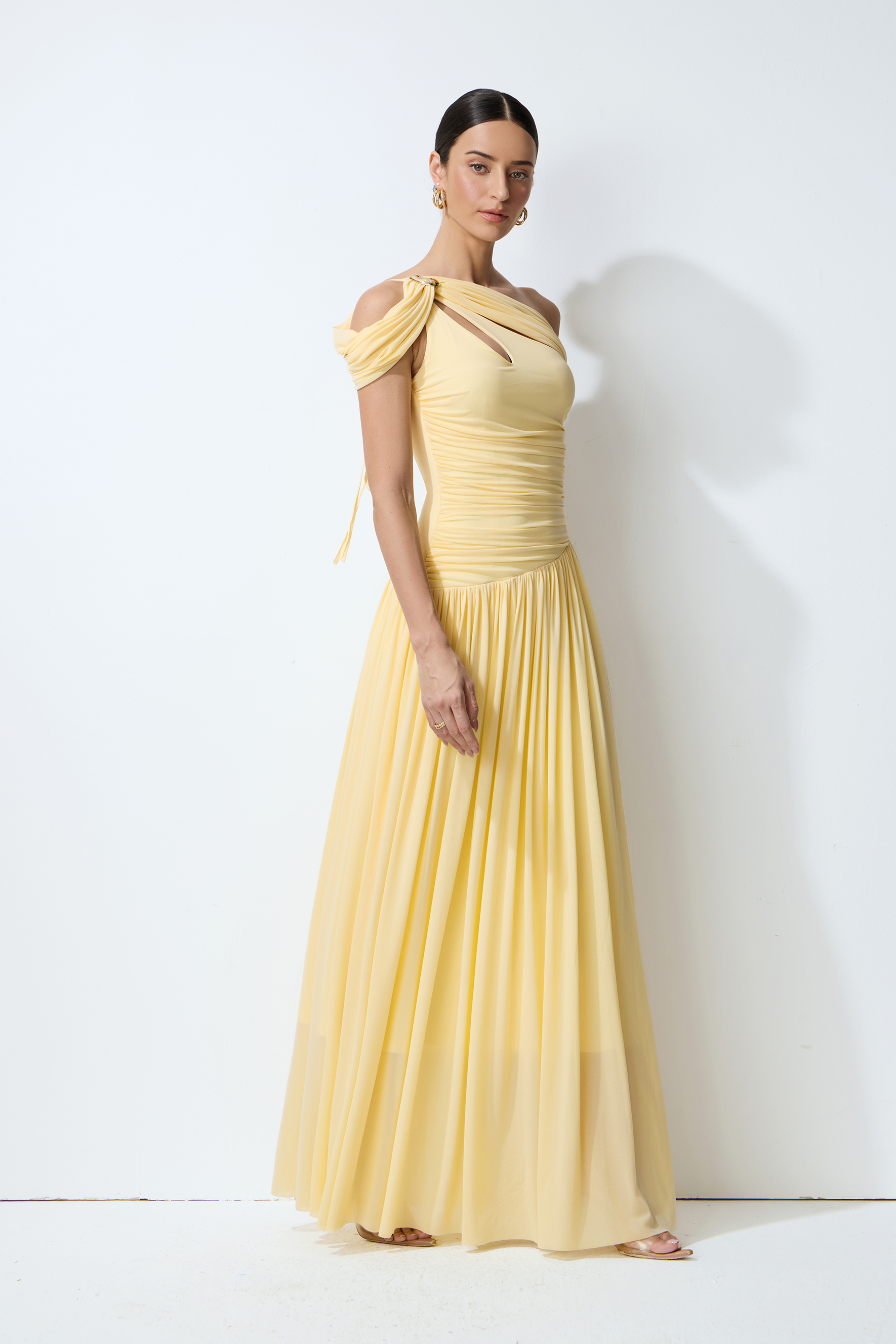 Sweetest Feelings Yellow One Shoulder Cutout Maxi Dress