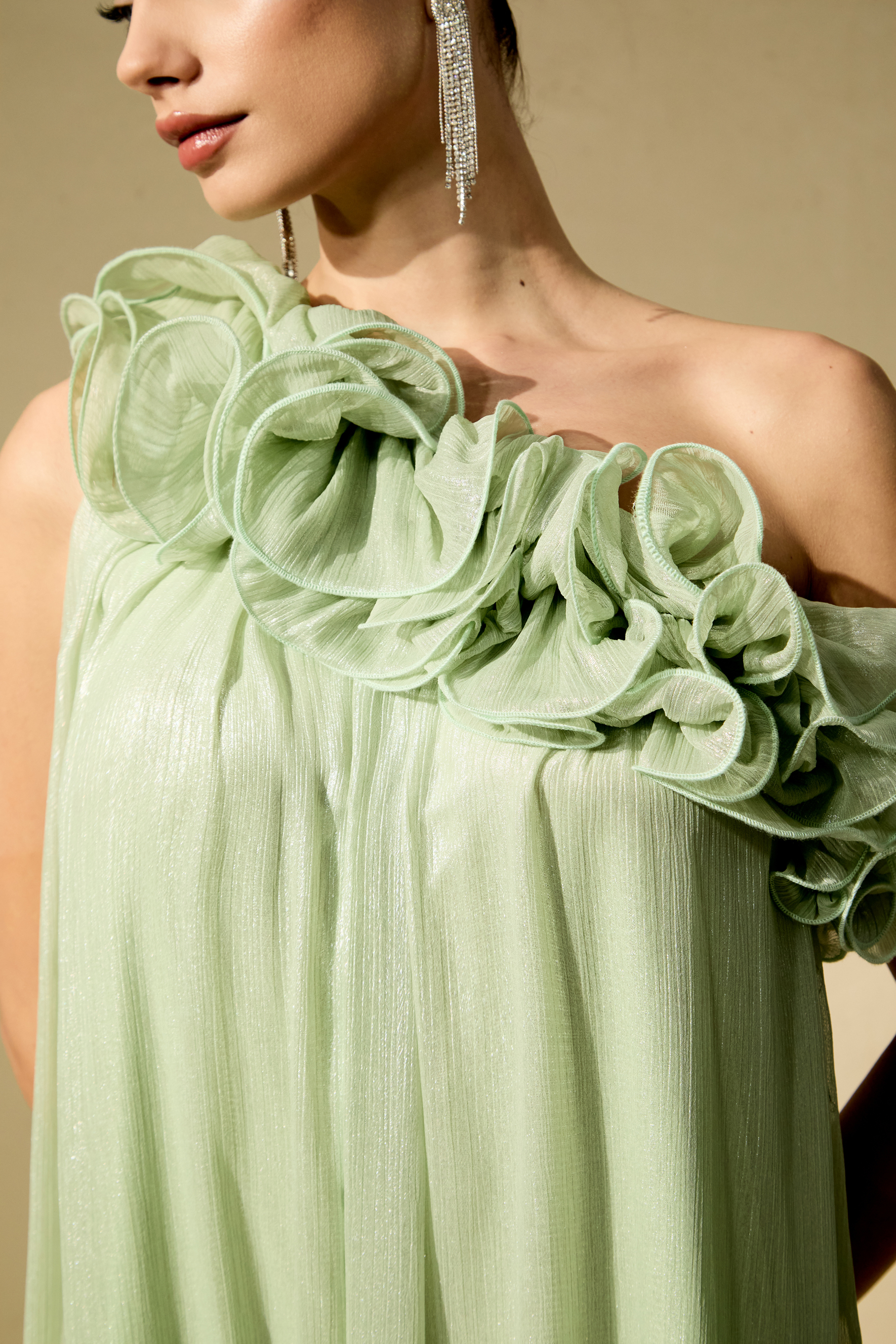 Glorious Invite Green One-shoulder Floral Maxi Dress