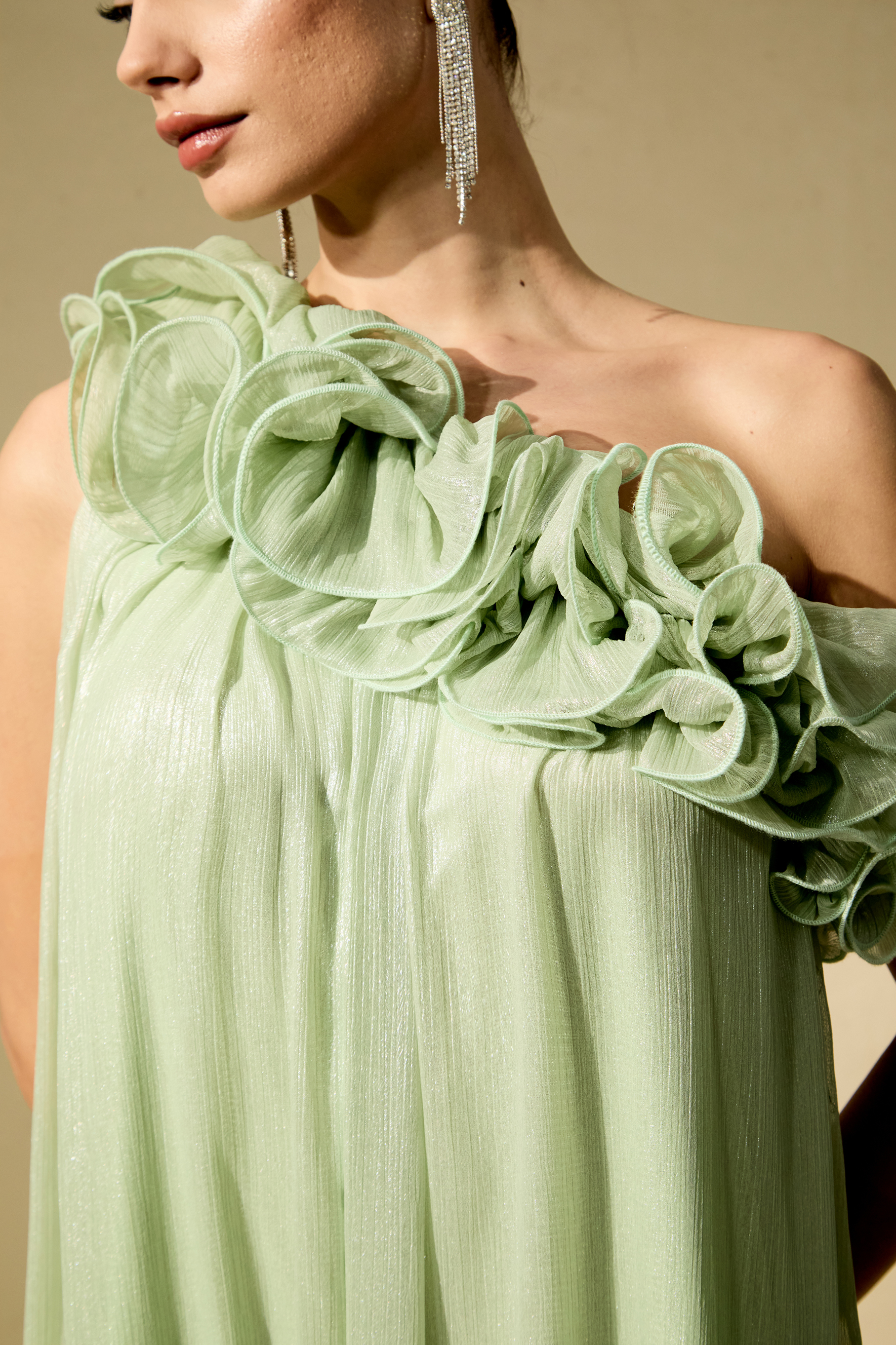 Glorious Invite Green One-shoulder Floral Maxi Dress