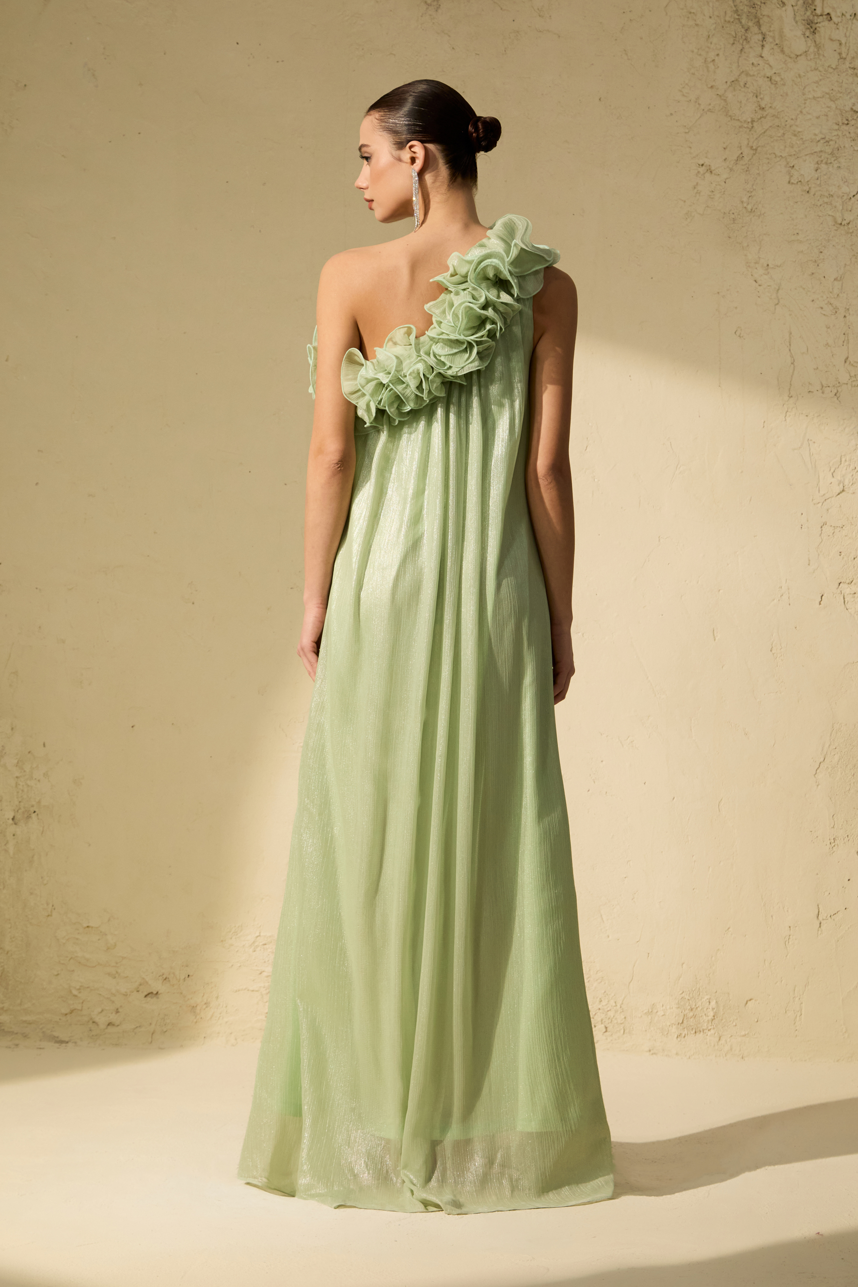 Glorious Invite Green One-shoulder Floral Maxi Dress