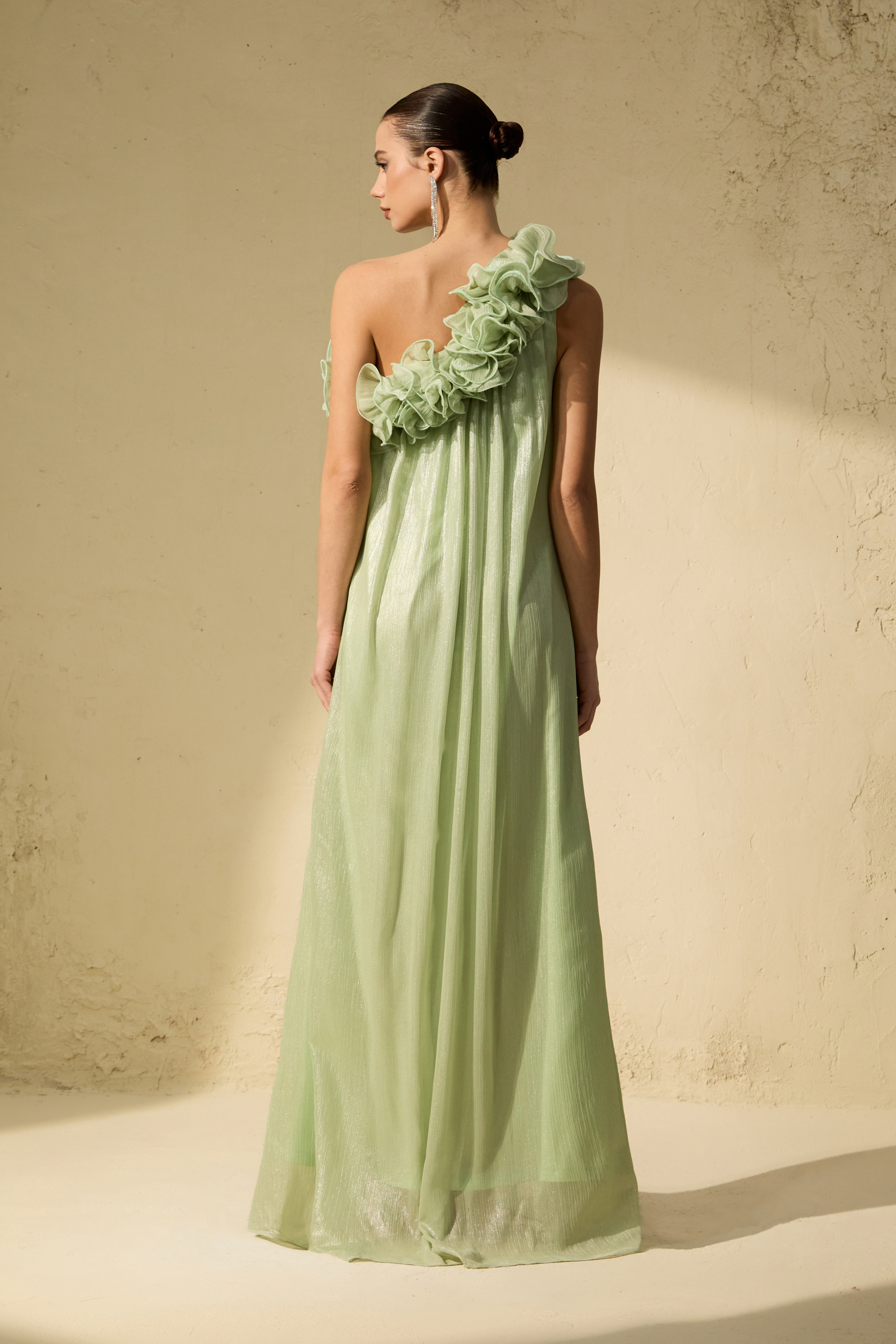 Glorious Invite Green One-shoulder Floral Maxi Dress