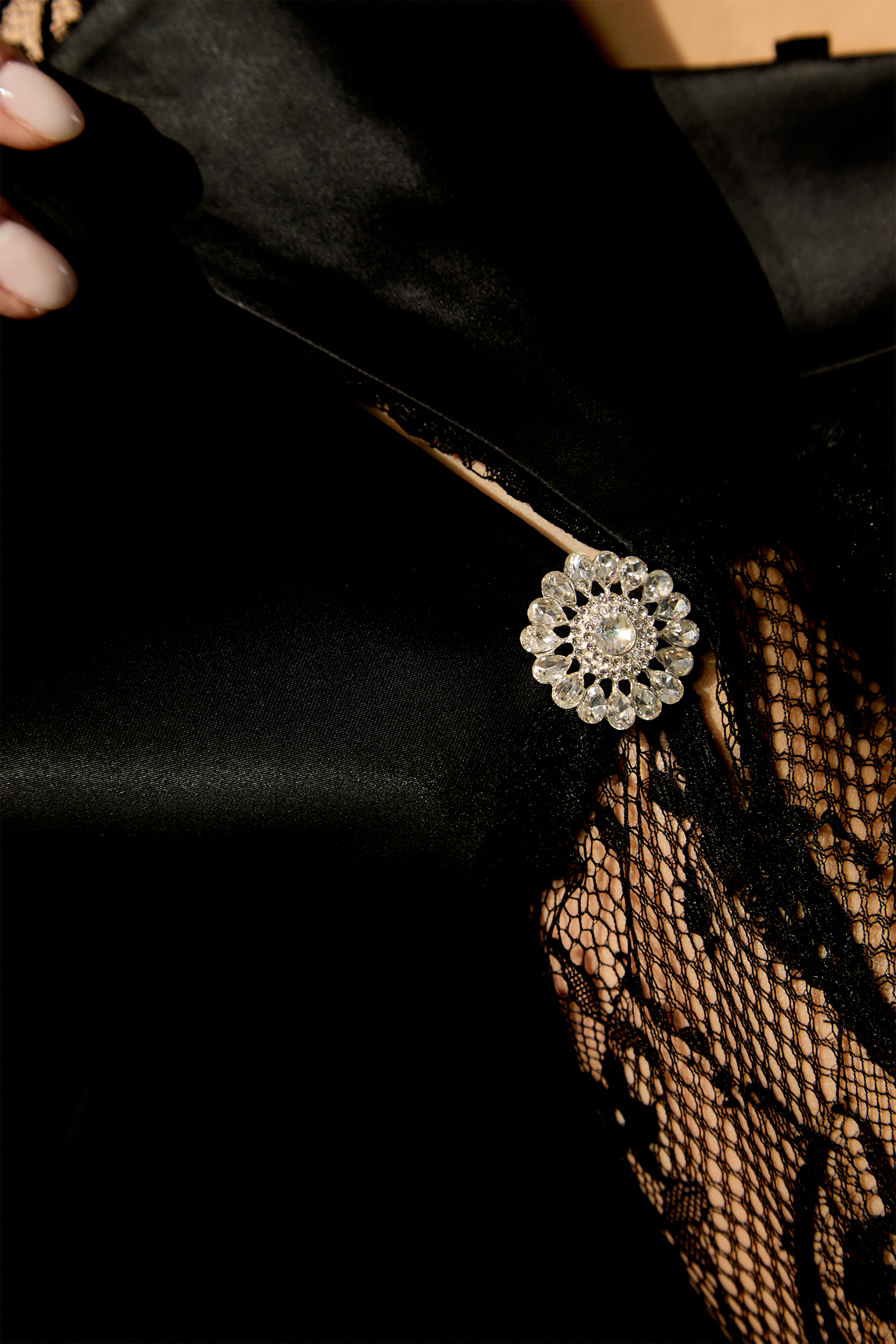 Subtle Allure Black Off Shoulder Lace Sleeve Maxi Dress