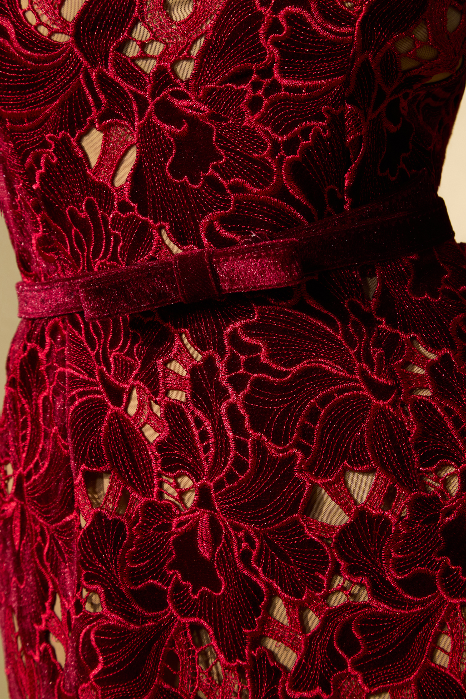 Love Me Forever Burgundy Floral Lace Long Sleeve Midi Dress