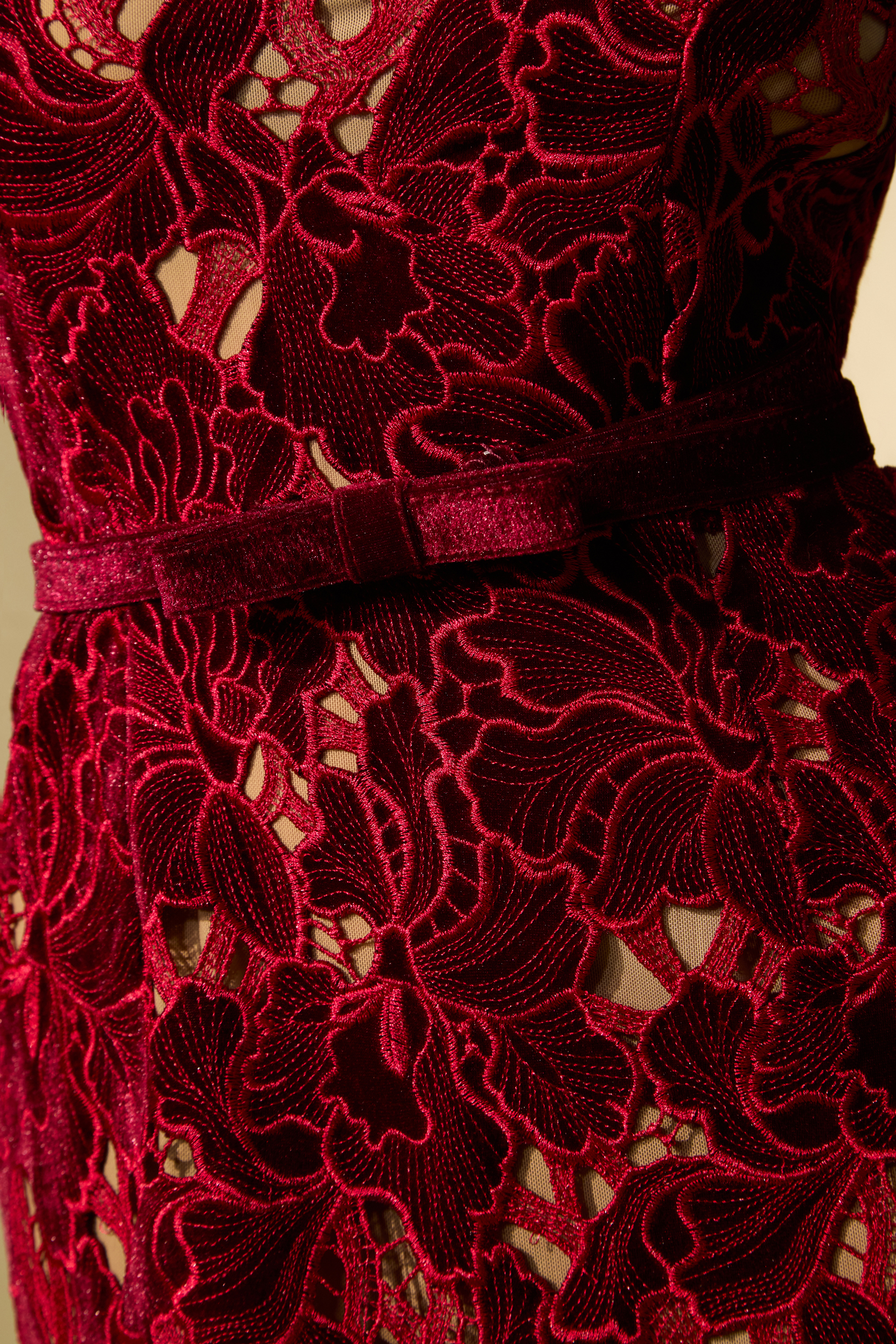 Love Me Forever Burgundy Floral Lace Long Sleeve Midi Dress