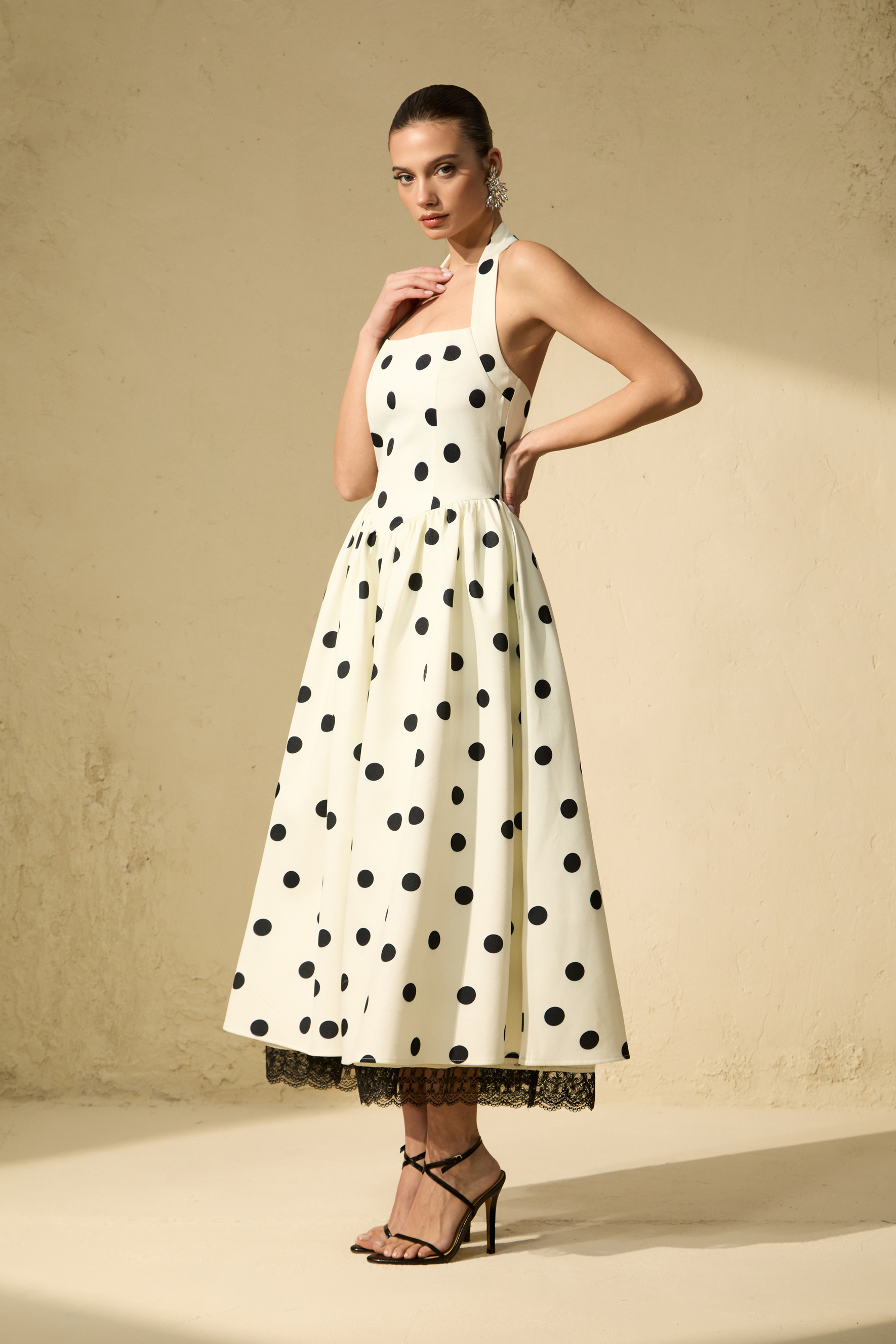 Trends To Come White Polka Dot Halter Maxi Dress