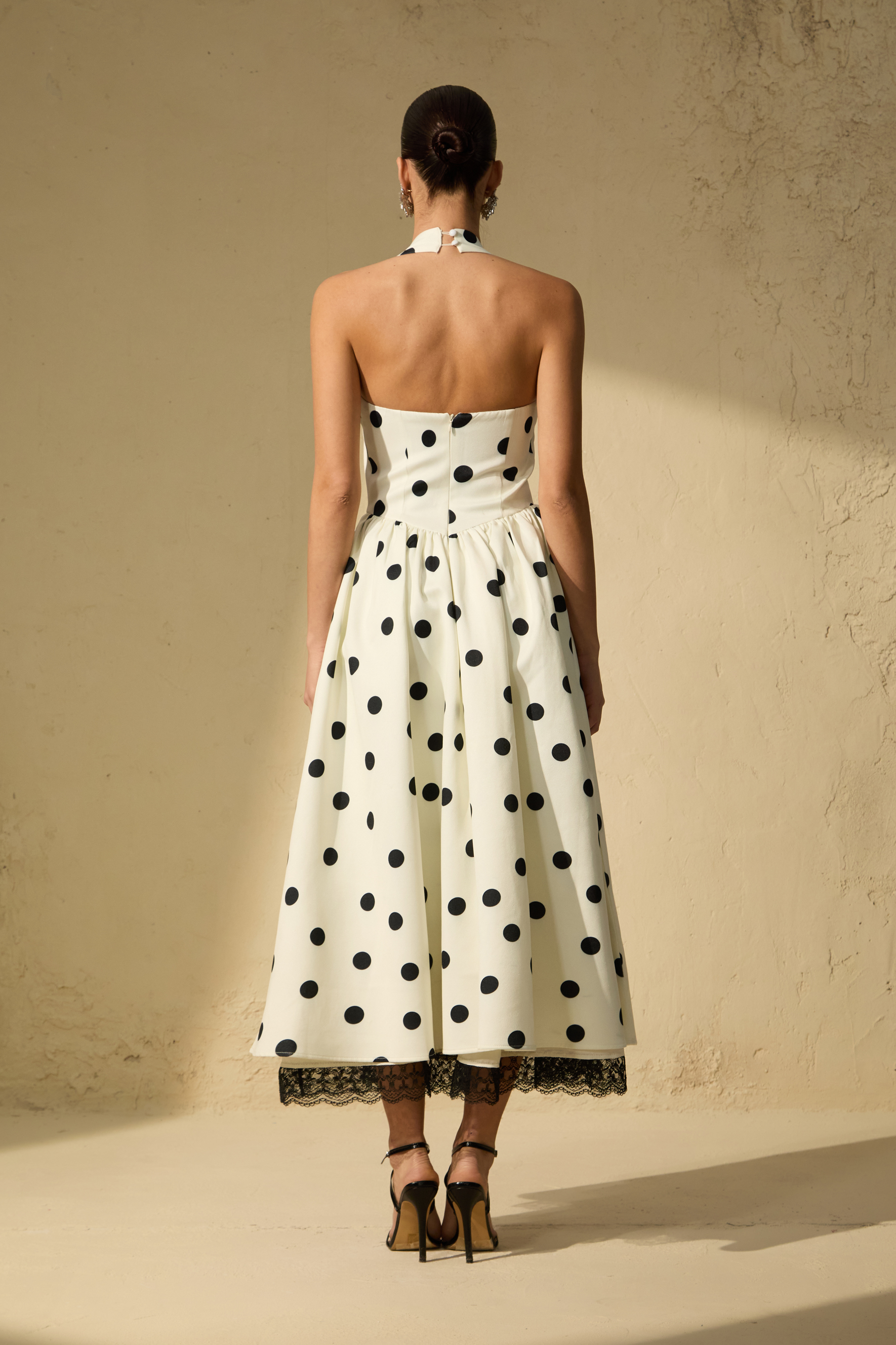 Trends To Come White Polka Dot Halter Maxi Dress