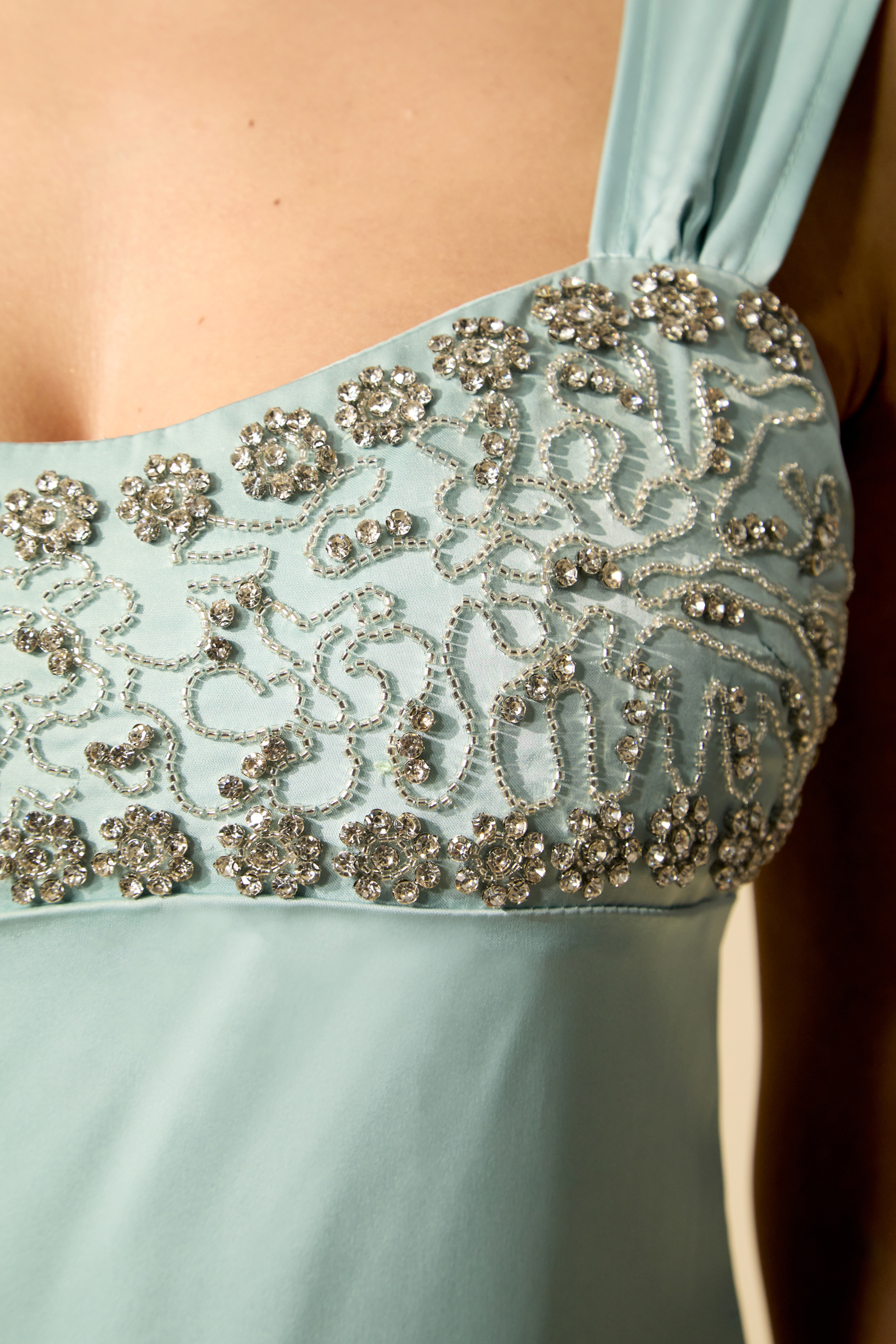 Alluring Image Blue Crystal Embellished Empire Maxi Dress