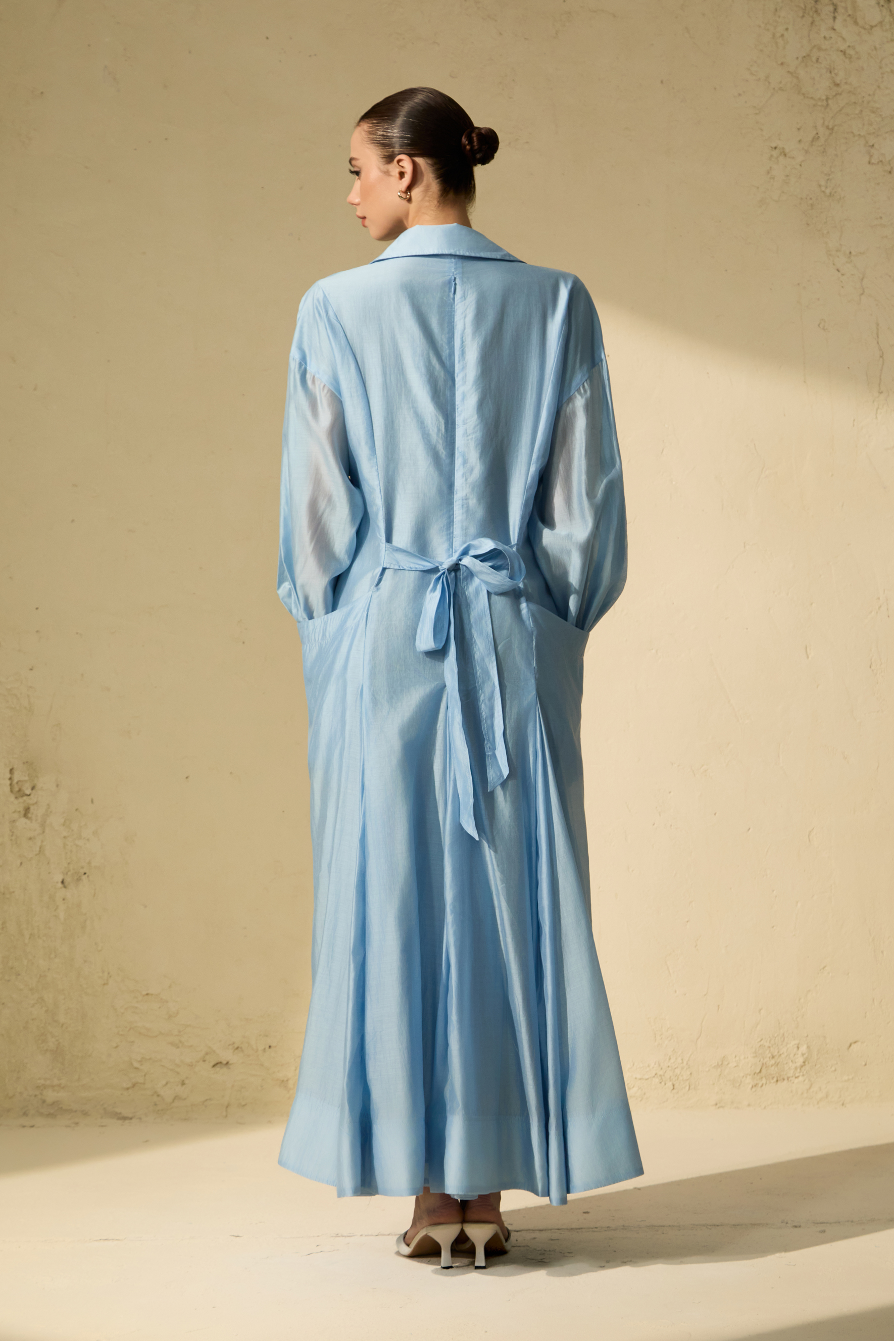 Leisurely Luxe Collared Deep V Maxi Dress