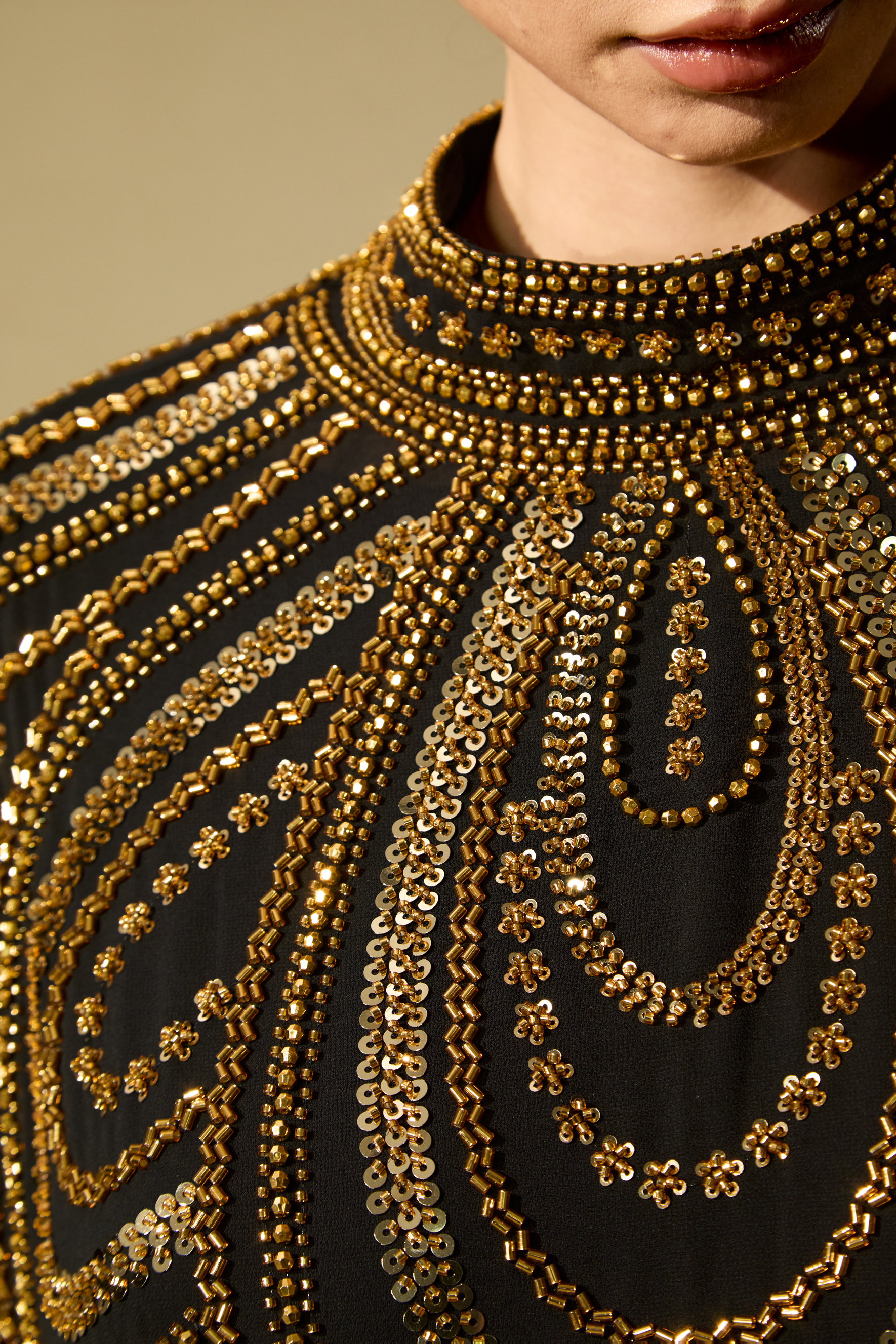 Glamorous Choice Black Beaded Cape Maxi Dress