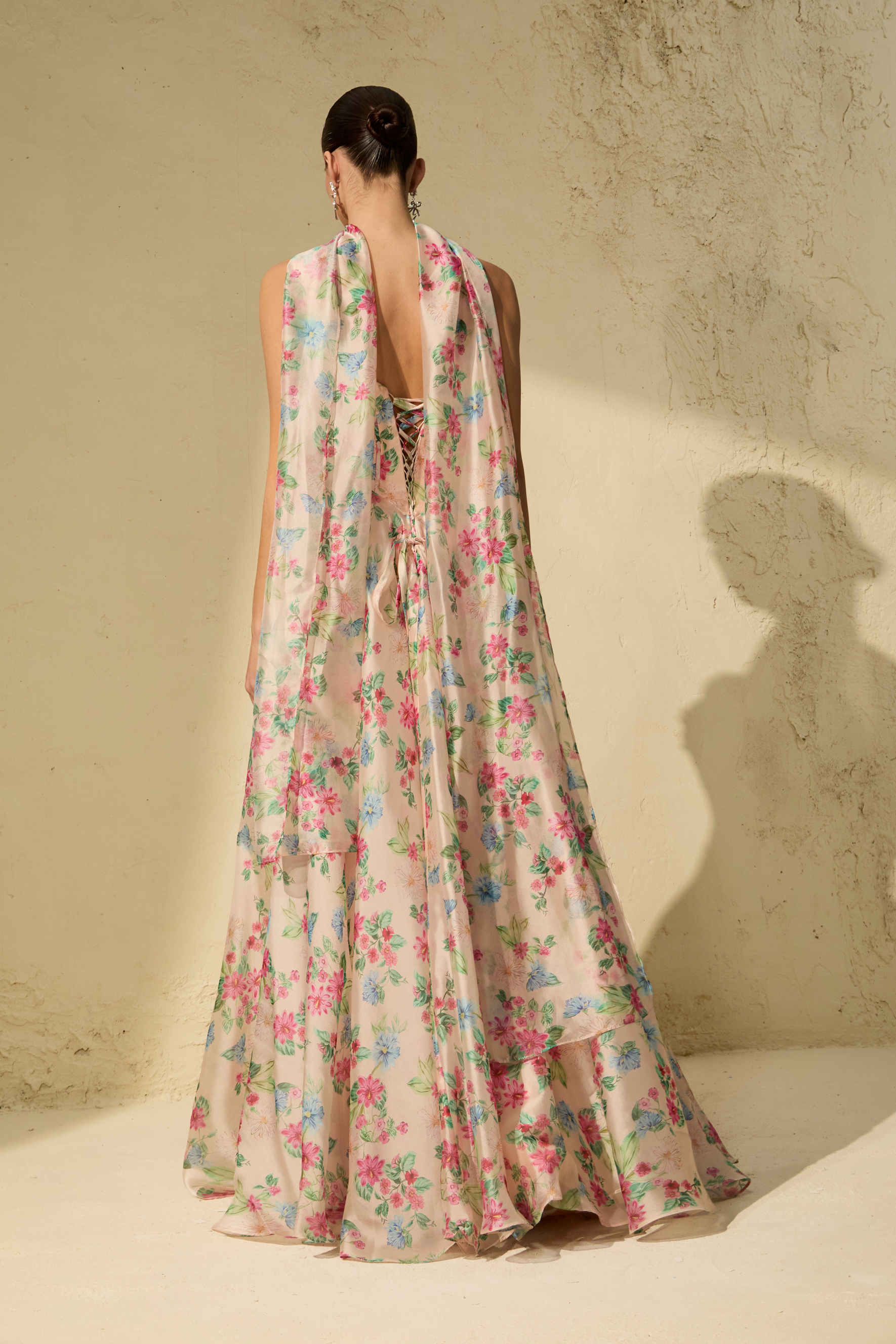 Most Beautiful Day Multi Floral Print Corset Maxi Dress