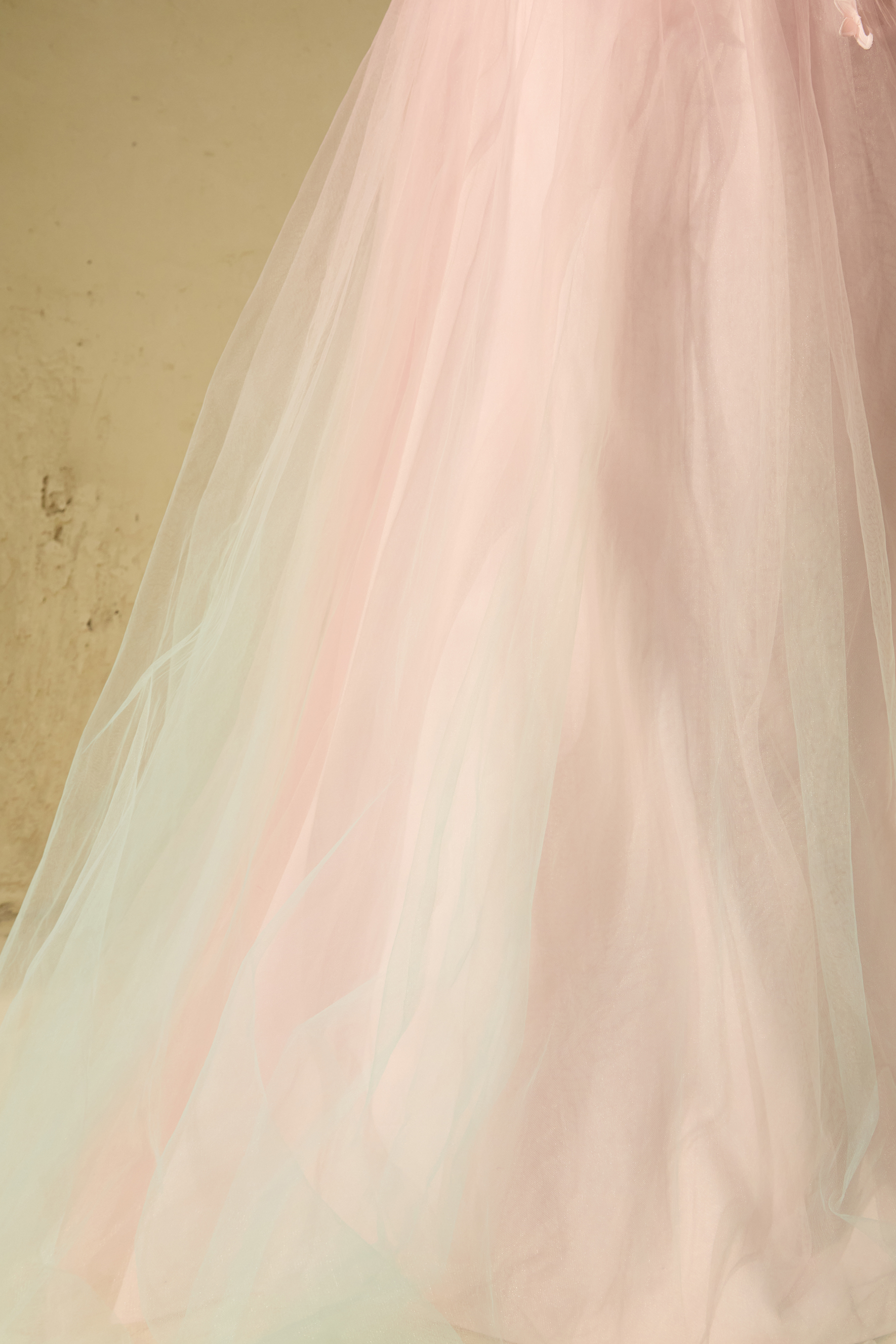 Soul Lover Pink Floral Applique Strapless Tulle Maxi Dress