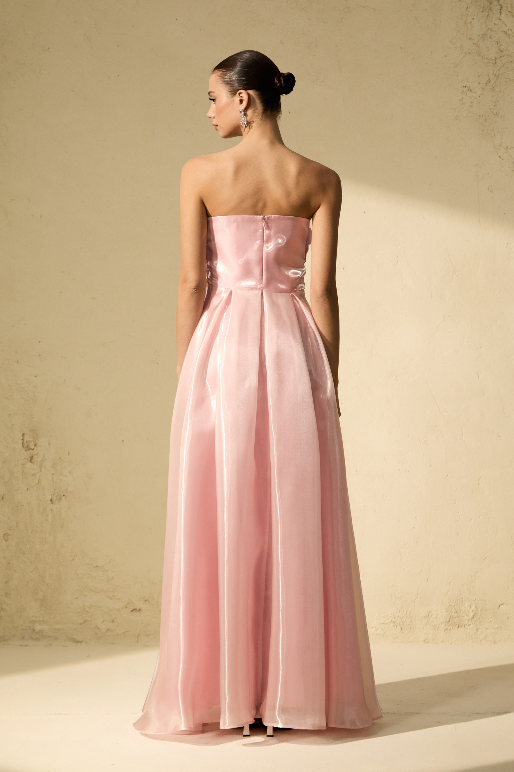 Cupid Crush Pink Strapless Floral Applique Maxi Dress