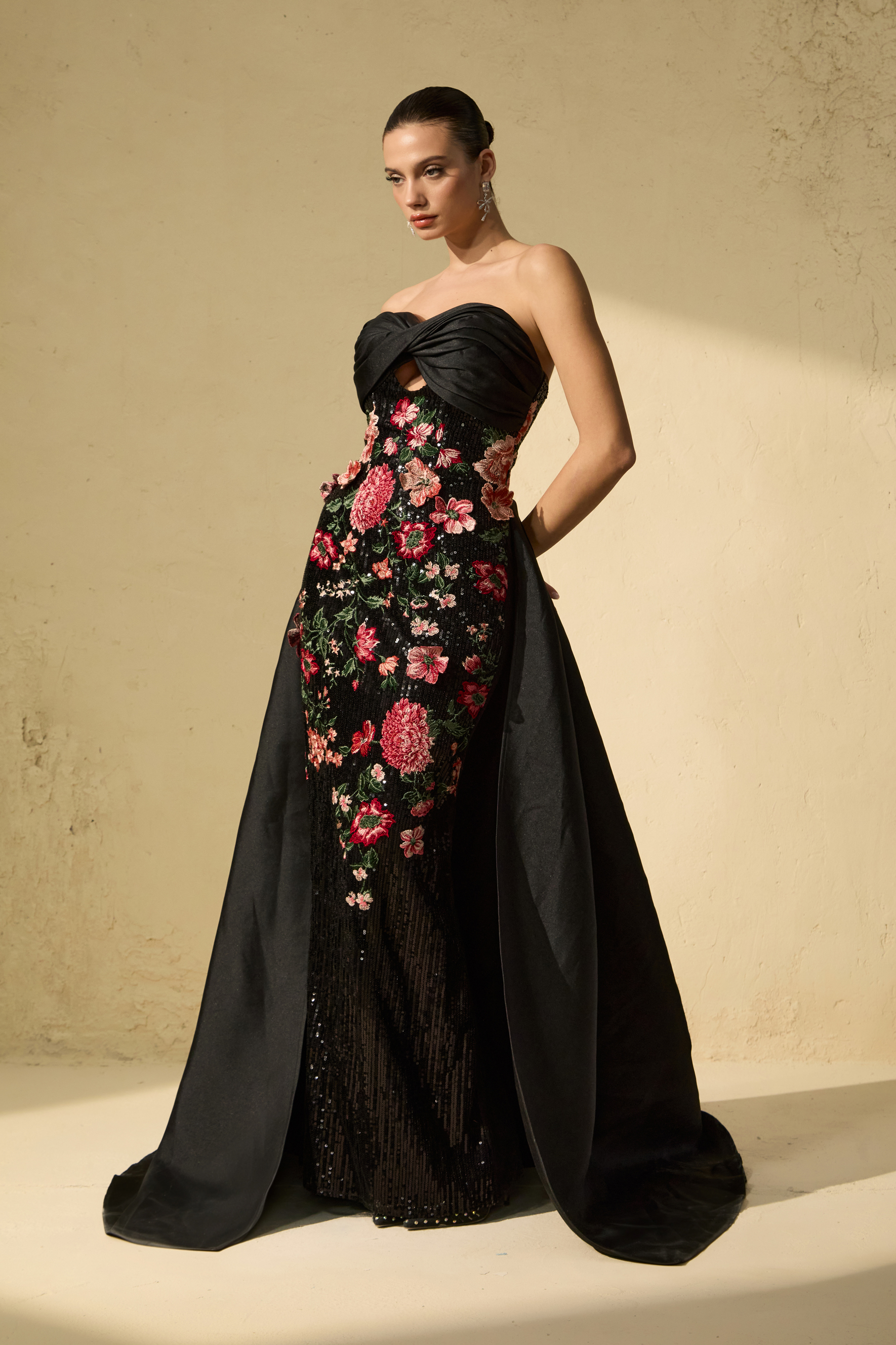 Flaunt It Gorgeous Black Floral Embroidered Cutout Maxi Dress