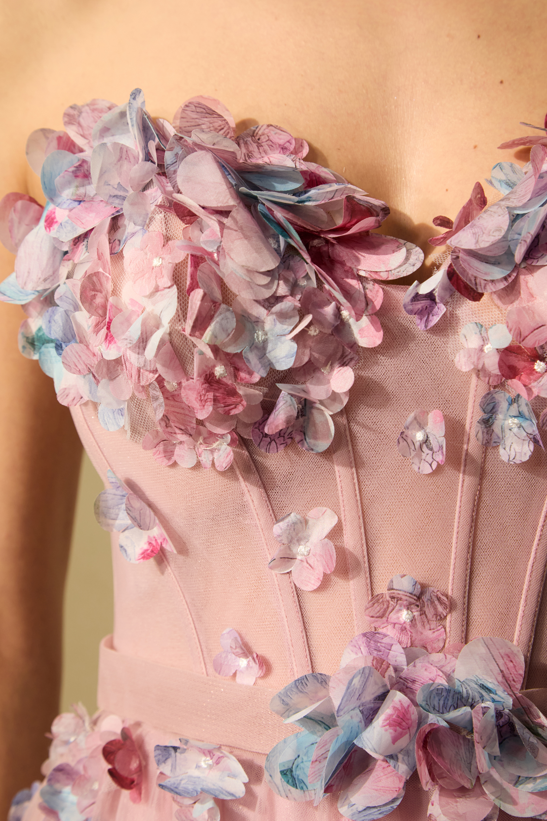 Always Remarkable Pink Petal Embellished Corset Maxi Dress