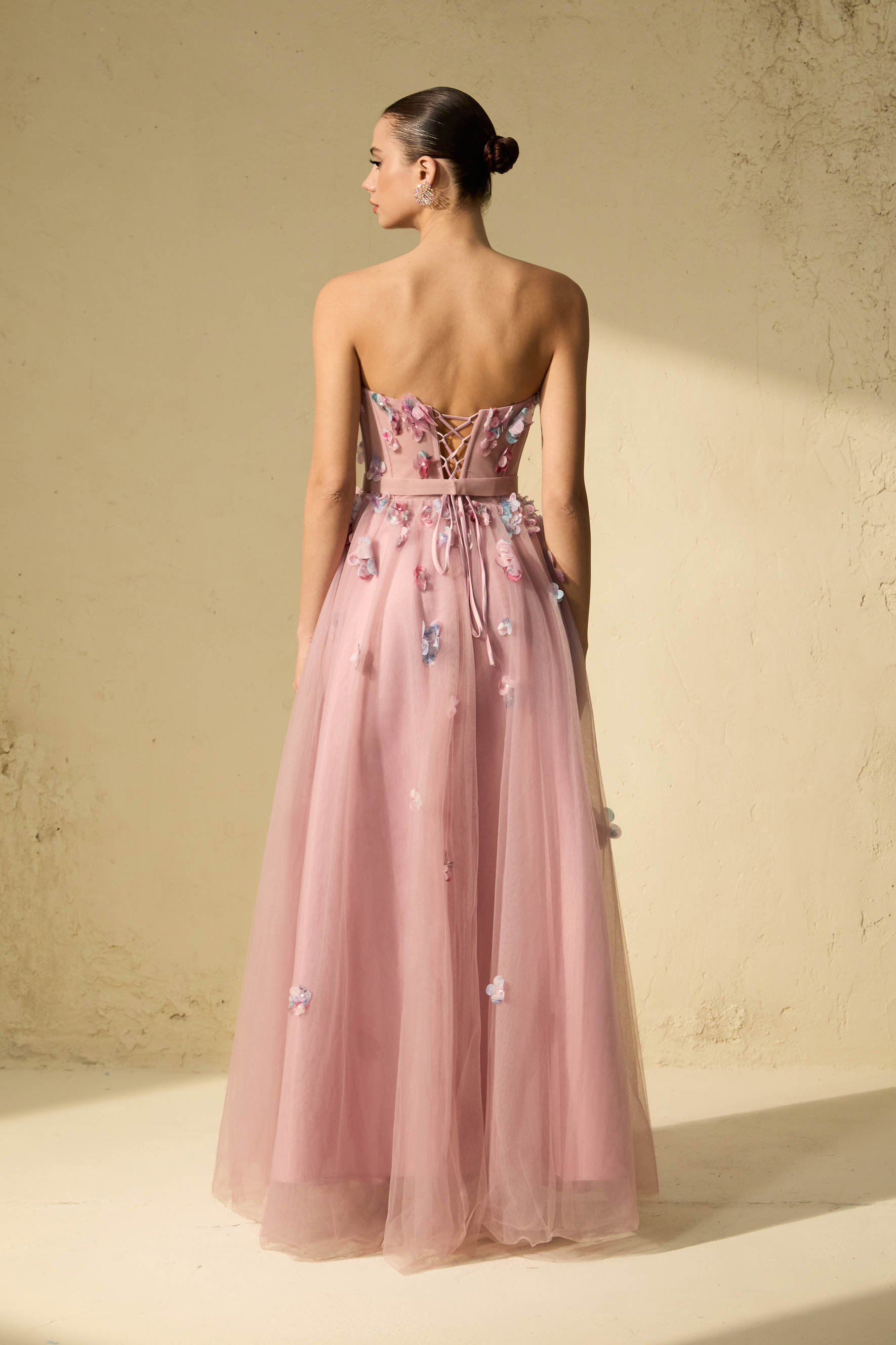 Always Remarkable Pink Petal Embellished Corset Maxi Dress