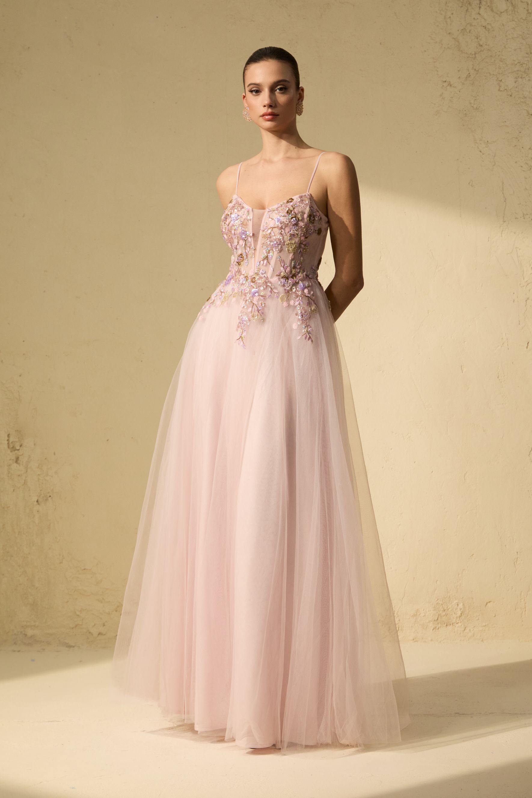 Limitless Adoration Pink Floral Embroidered Tulle Maxi Dress
