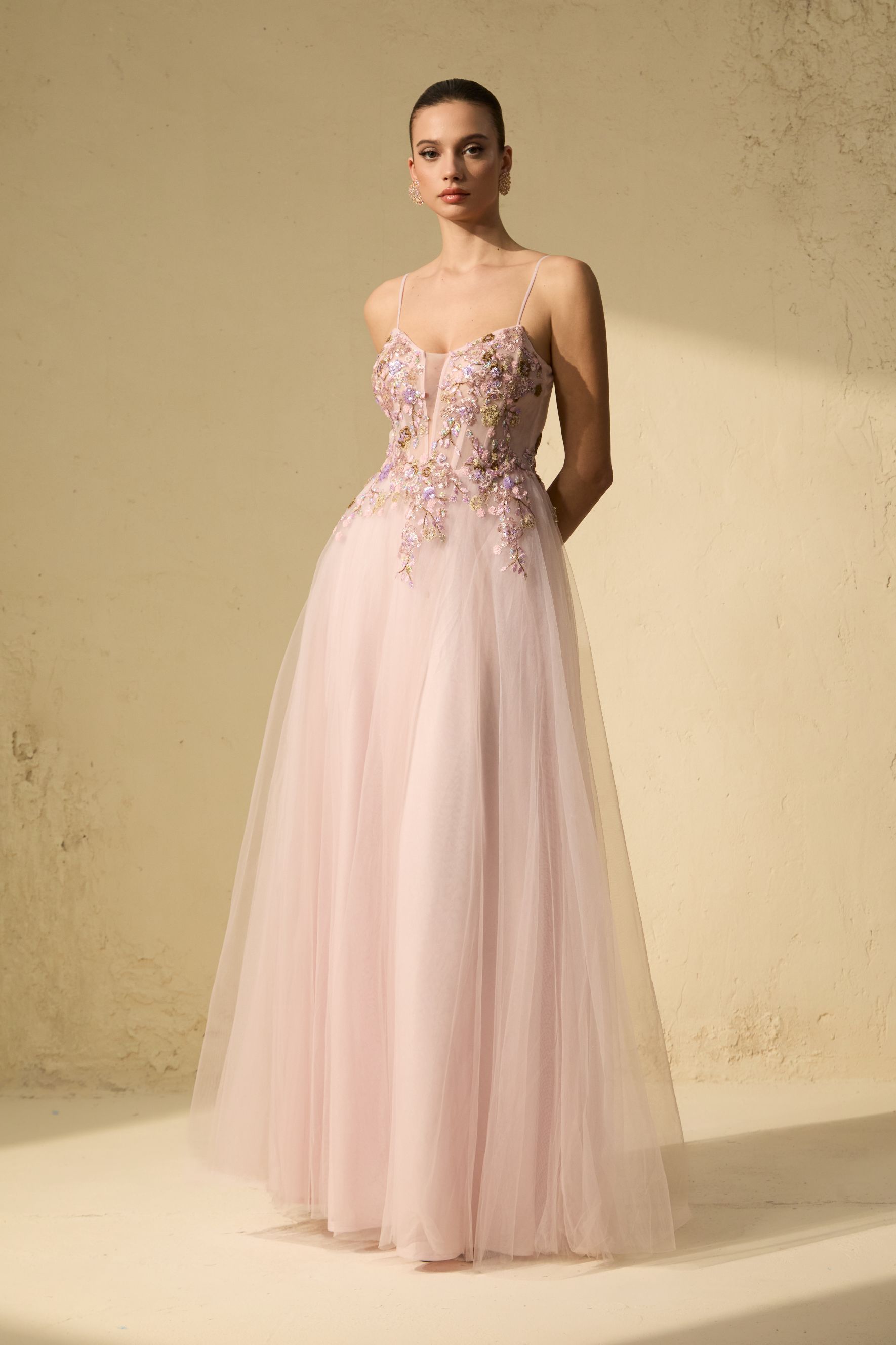 Limitless Adoration Pink Floral Embroidered Tulle Maxi Dress