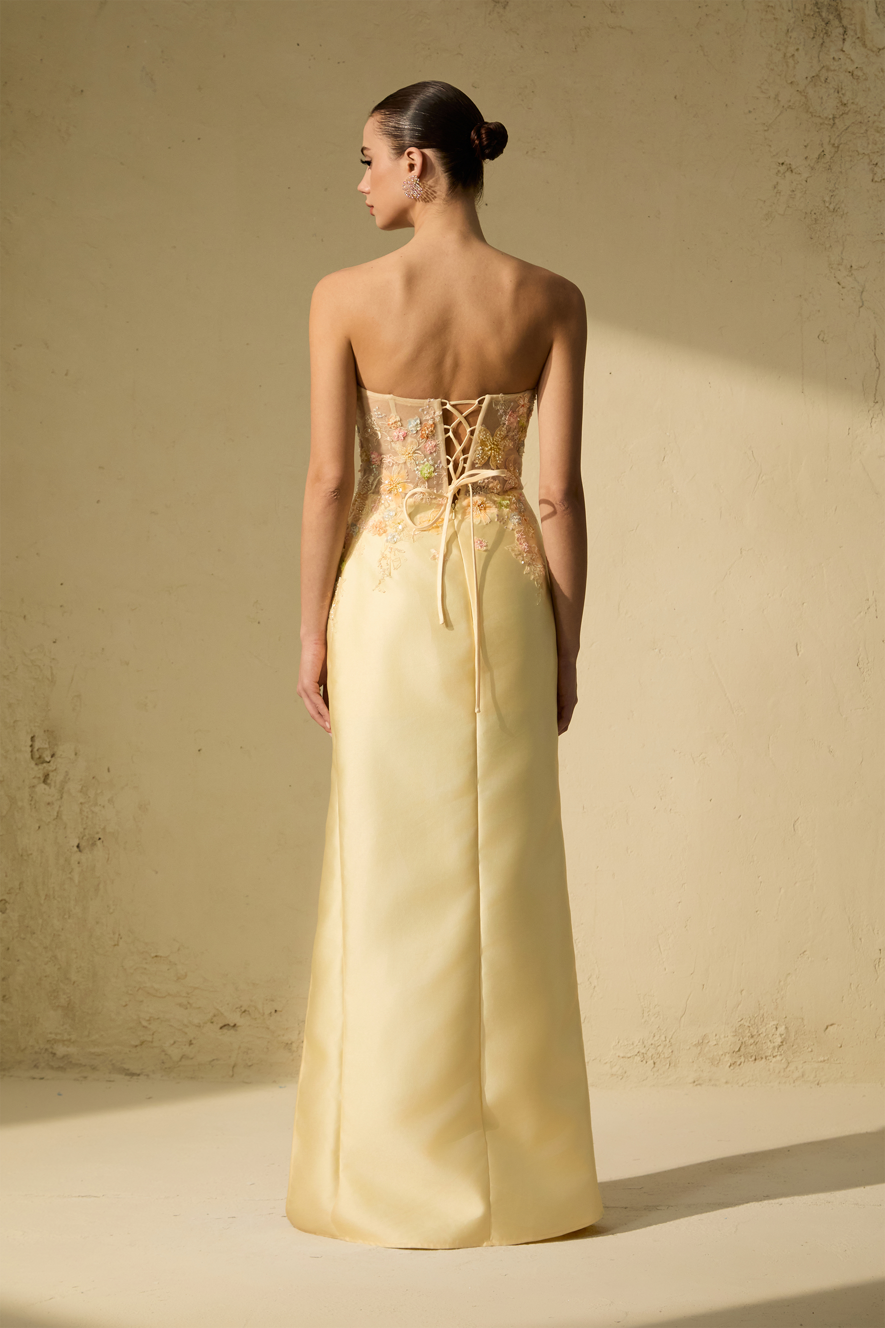 Isle De Luxe Yellow Floral Embrayed High Sbed Maxi Dress