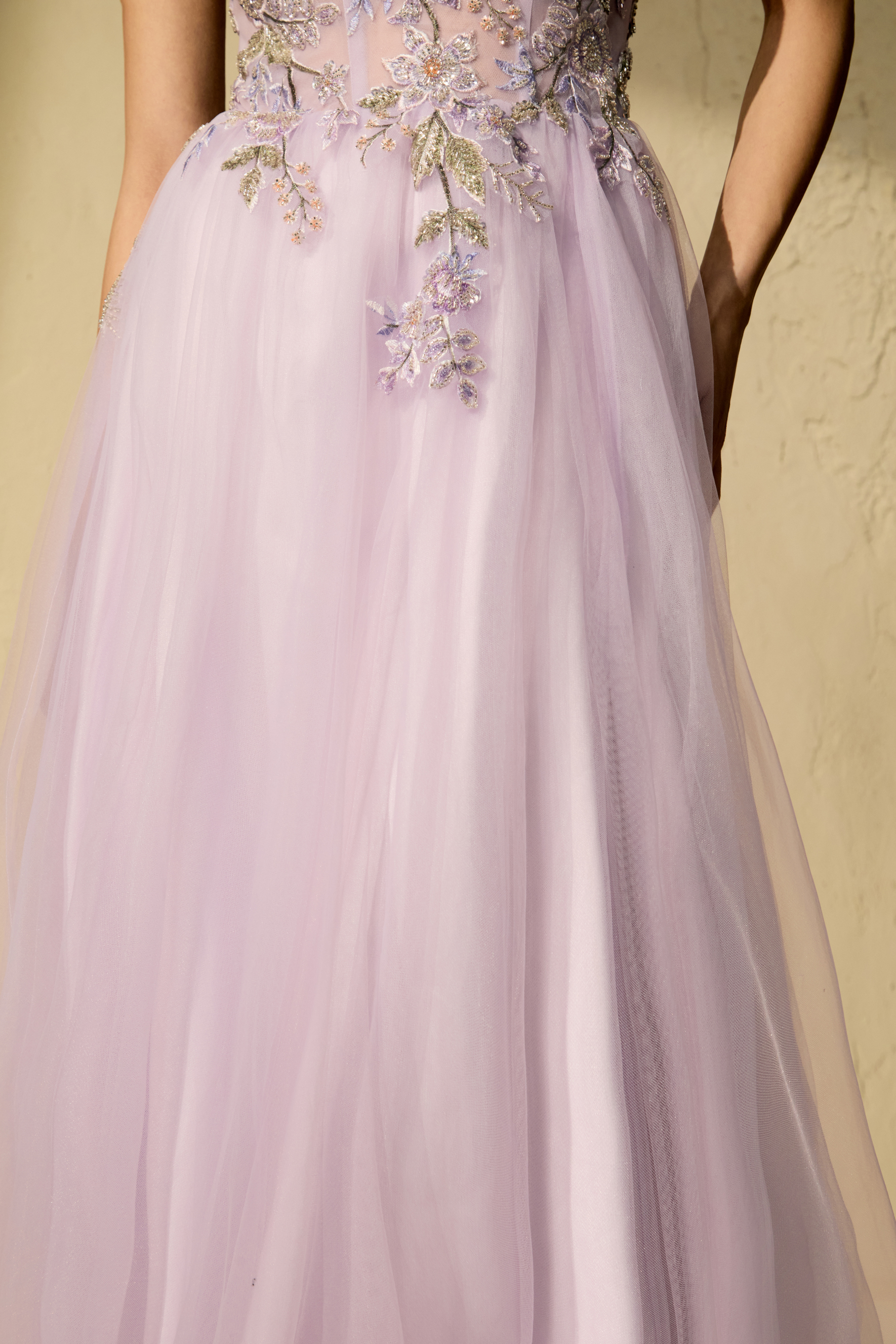 Seasonal Bloom Purple Strapless Embroidered Floral Maxi Dress