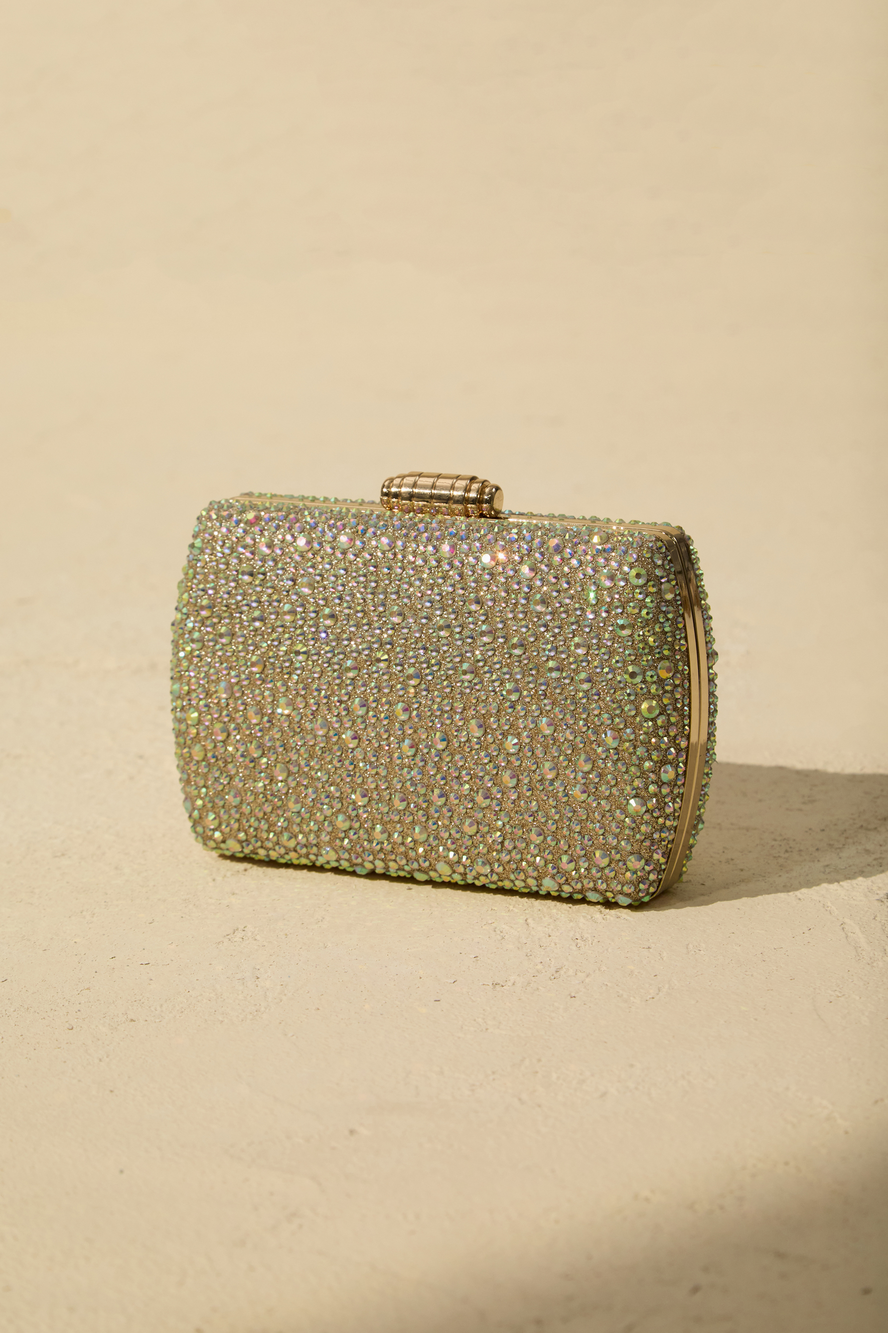 Rhinestone Embellished Box Clutch Bag