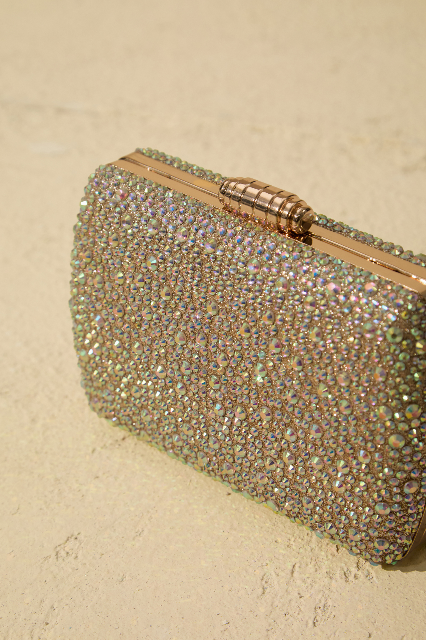 Rhinestone Embellished Box Clutch Bag