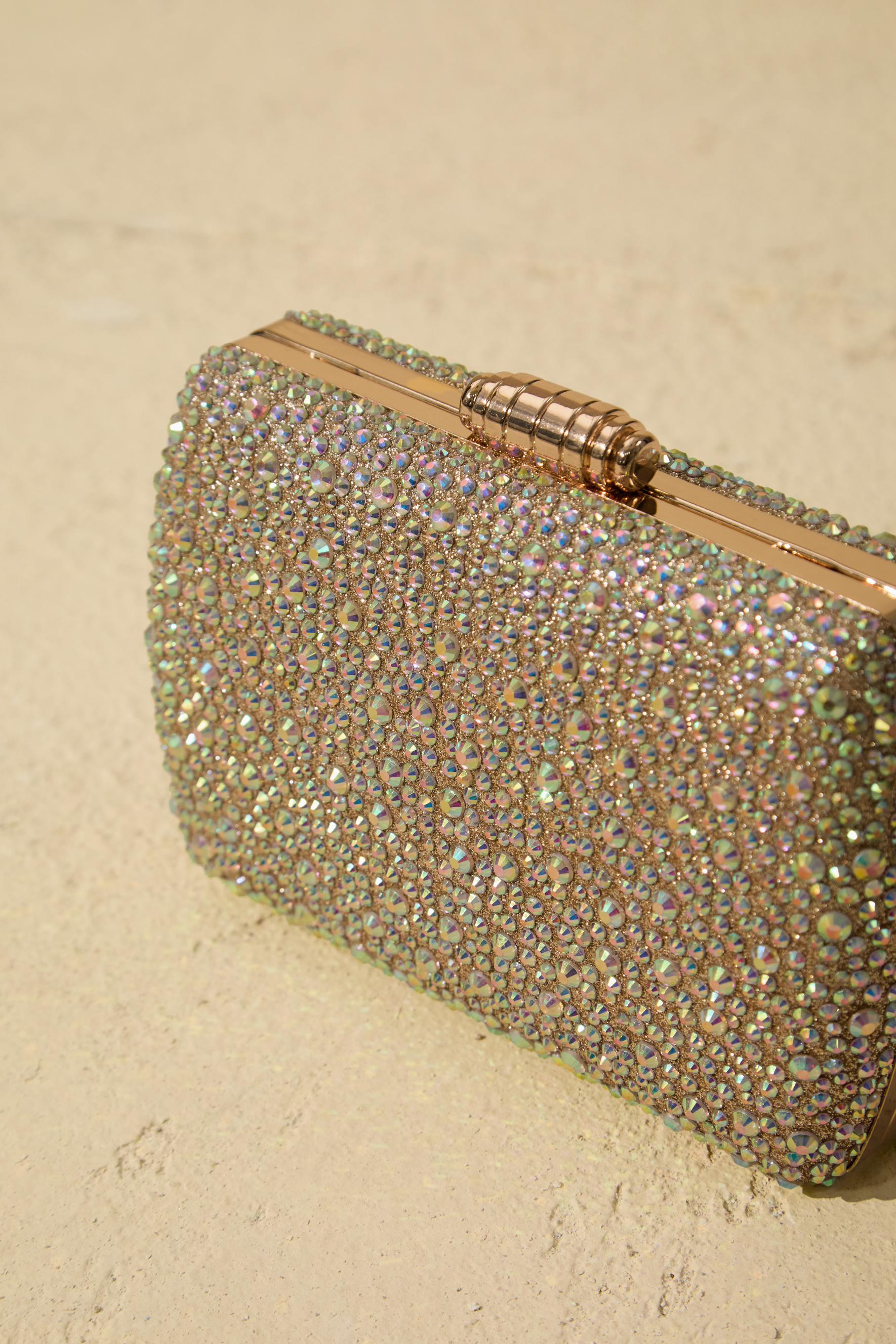 Rhinestone Embellished Box Clutch Bag