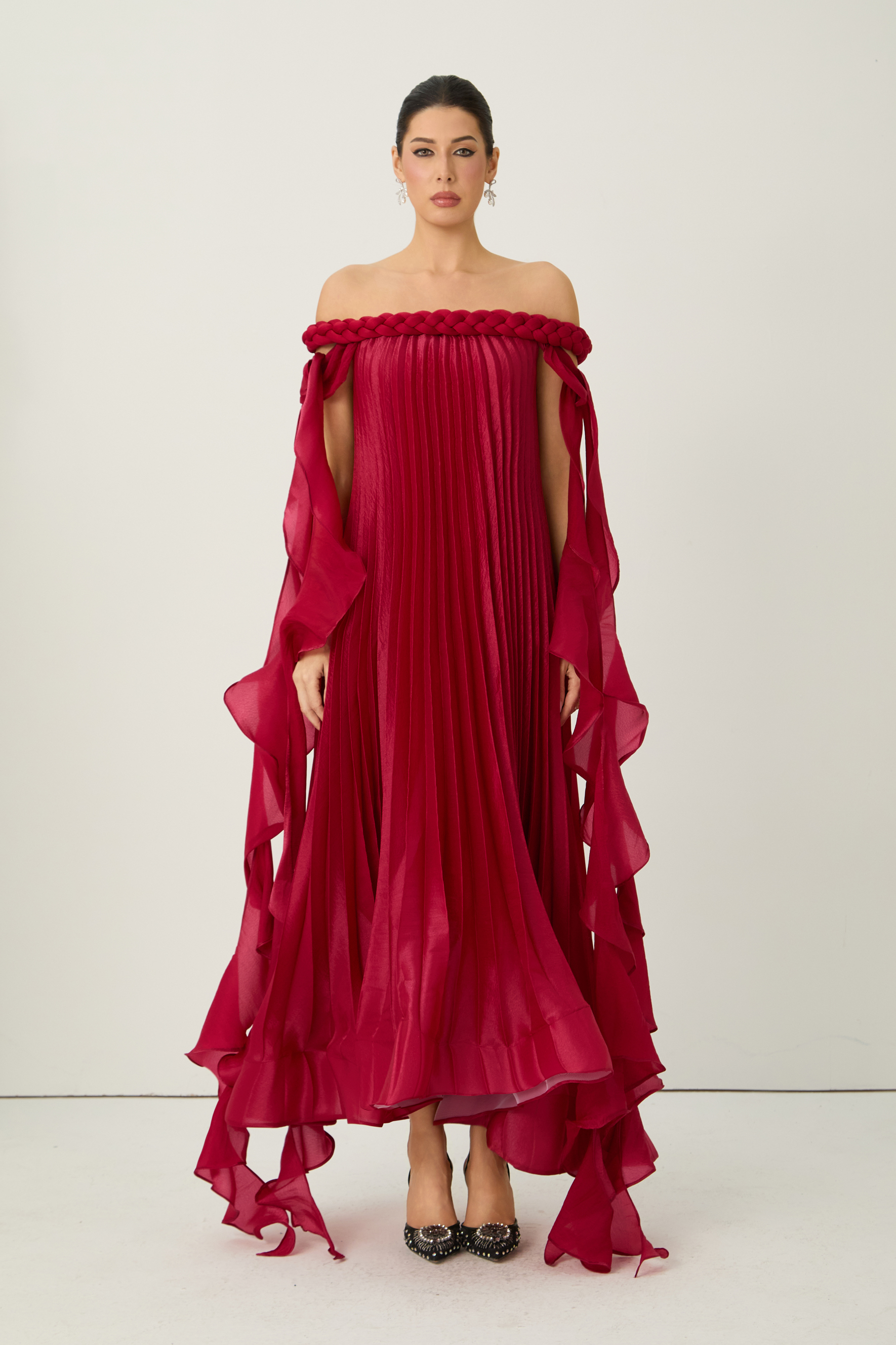 My Favorite Day Burgundy Off-Shoulder Braided Maxi Dress