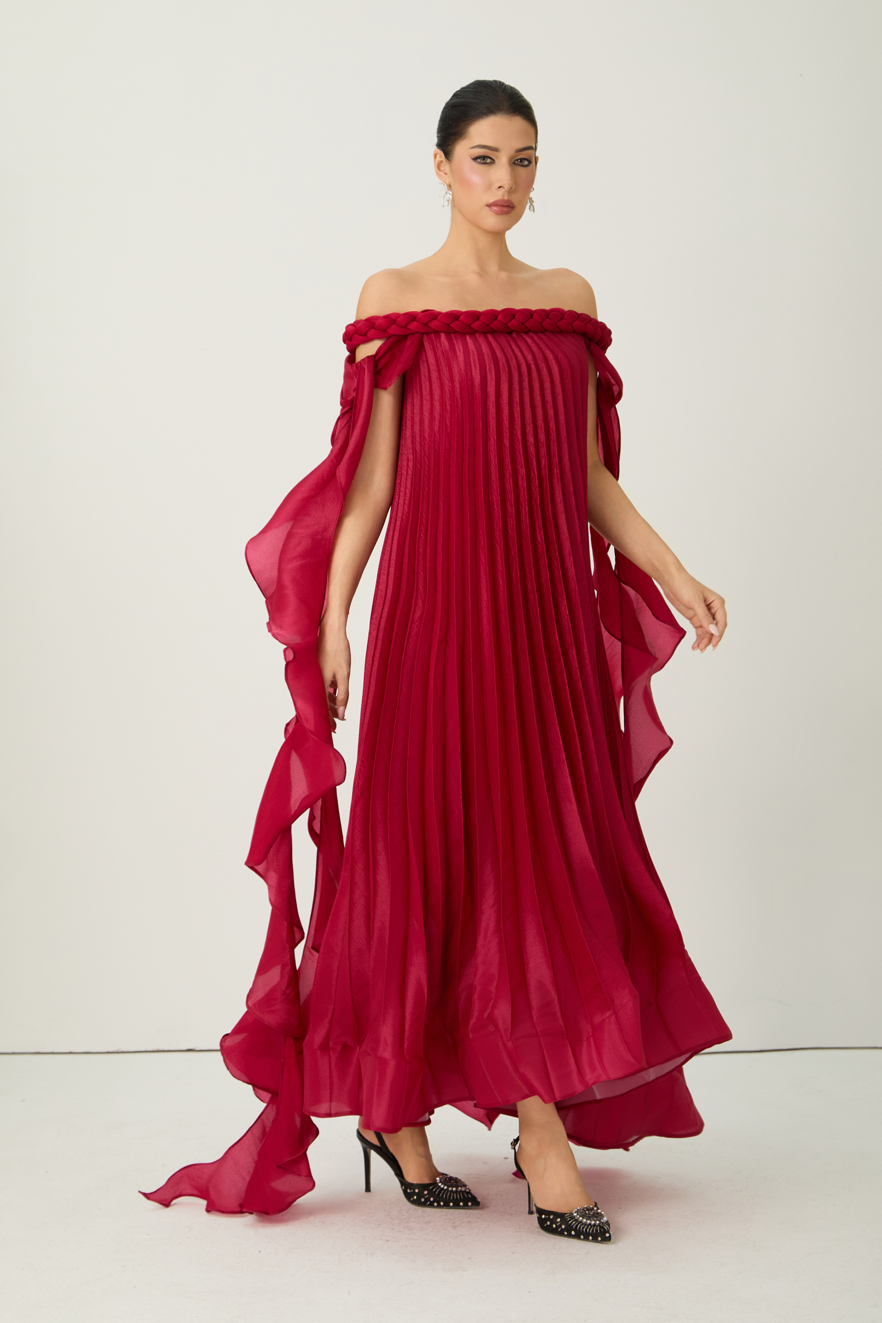 My Favorite Day Burgundy Off-Shoulder Braided Maxi Dress