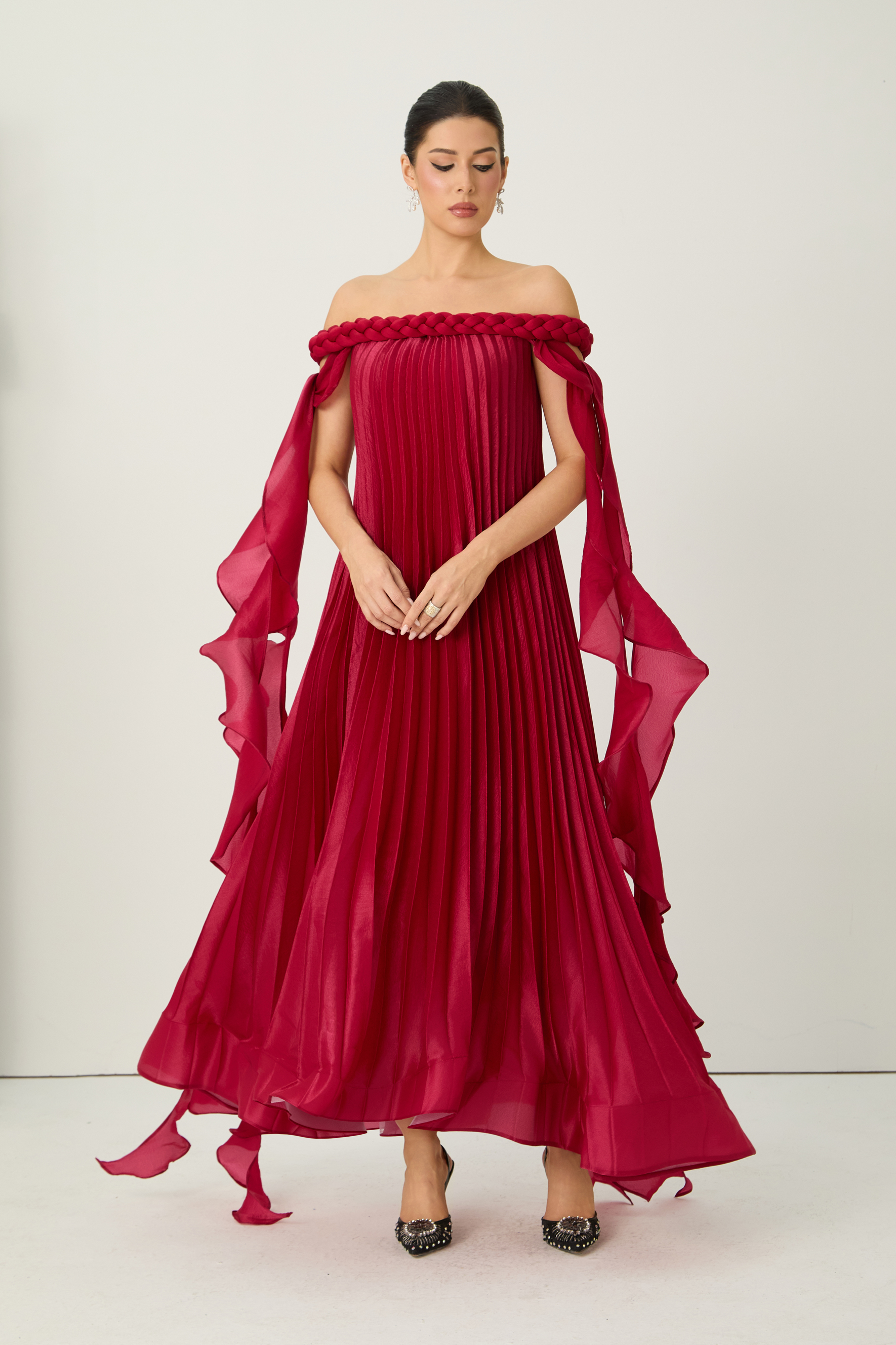 My Favorite Day Burgundy Off-Shoulder Braided Maxi Dress