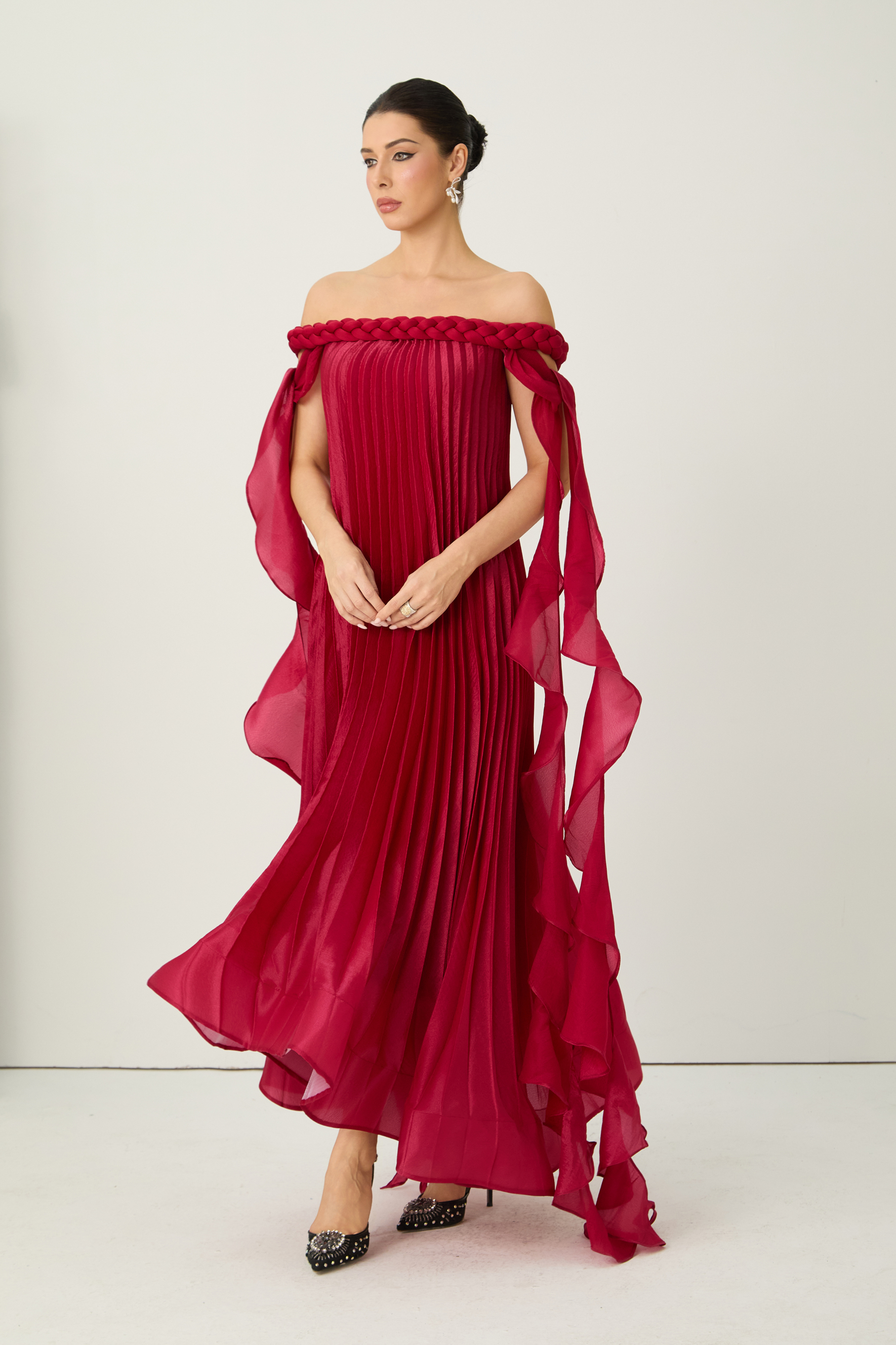 My Favorite Day Burgundy Off-Shoulder Braided Maxi Dress