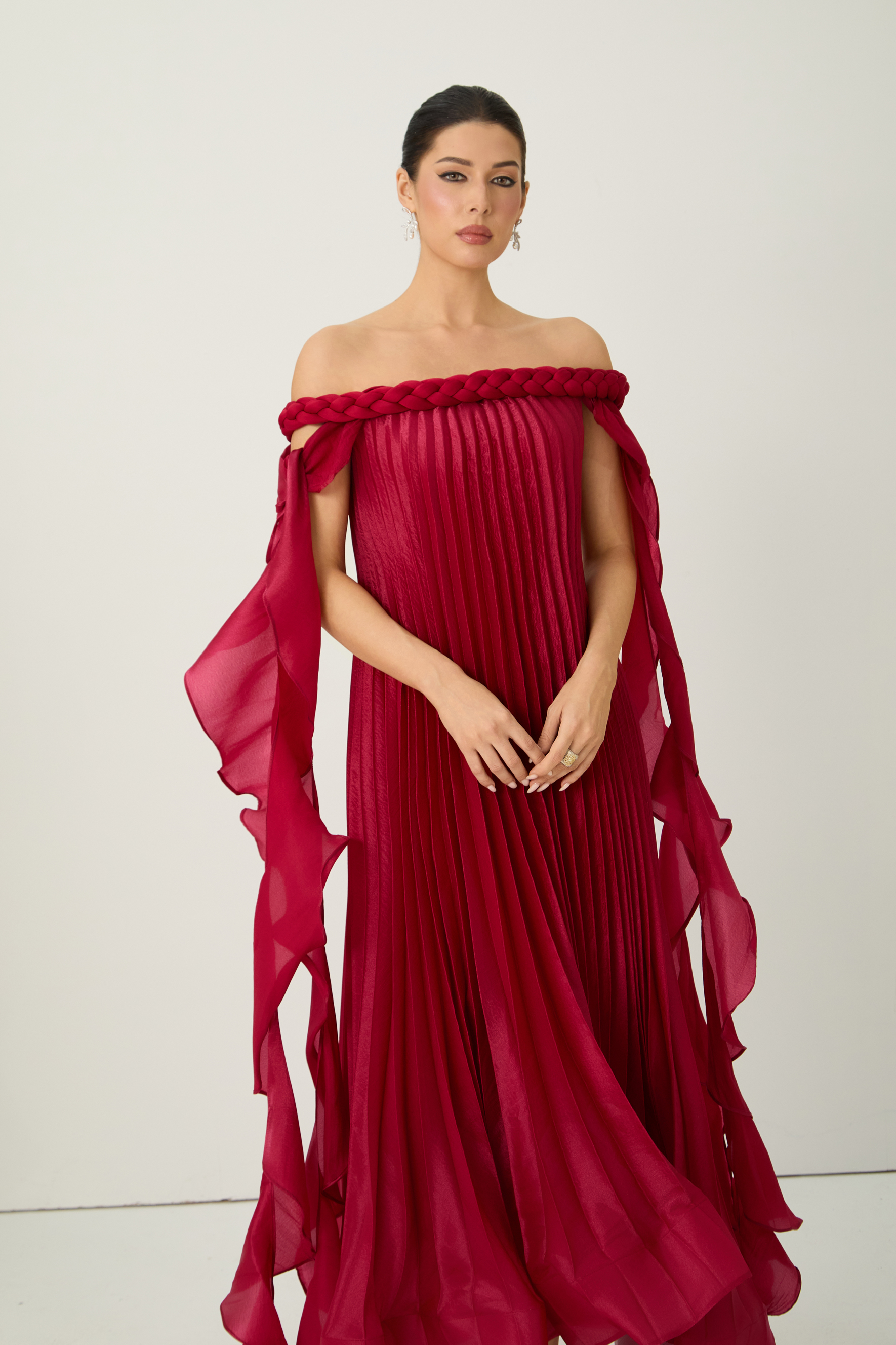 My Favorite Day Burgundy Off-Shoulder Braided Maxi Dress