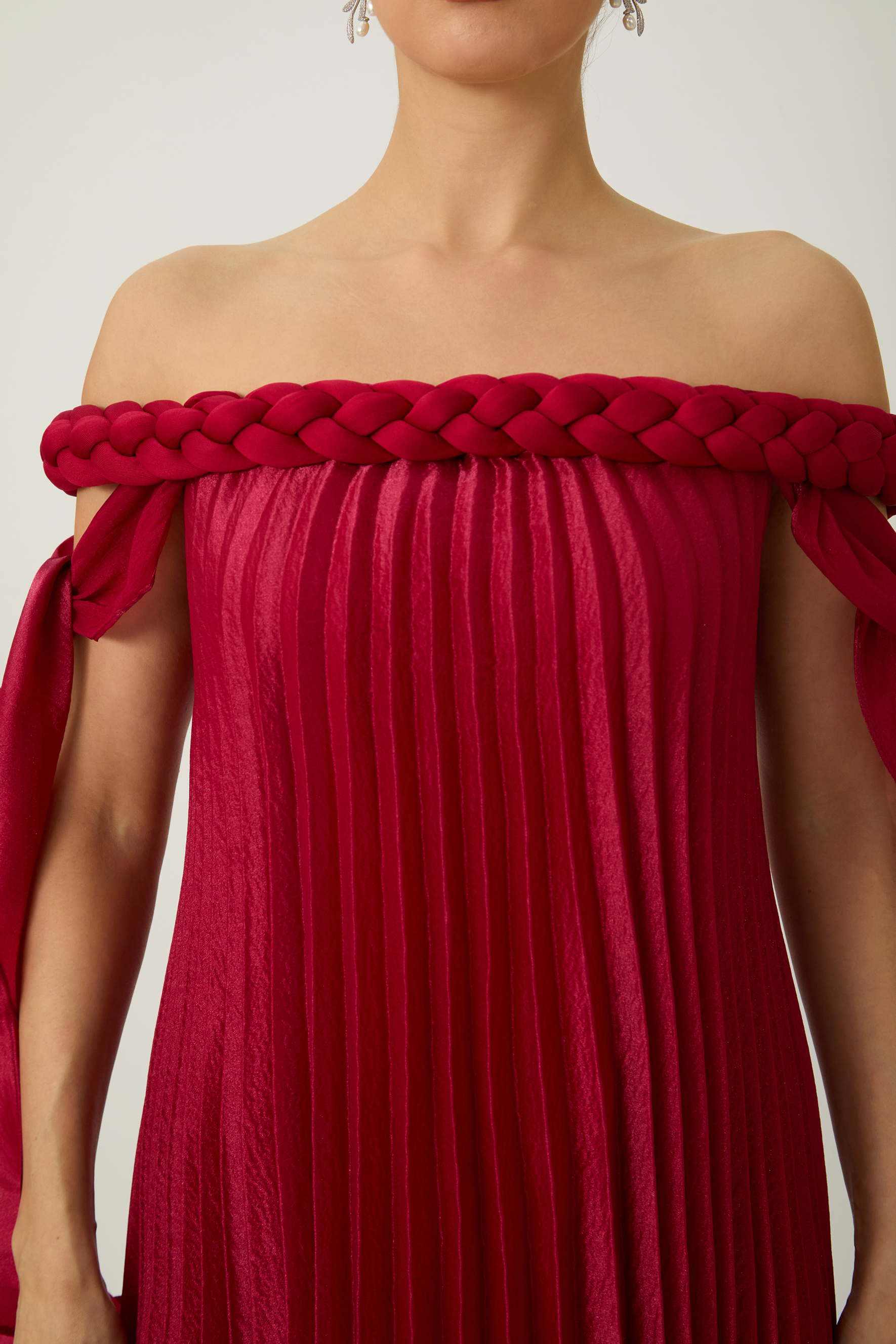 My Favorite Day Burgundy Off-Shoulder Braided Maxi Dress