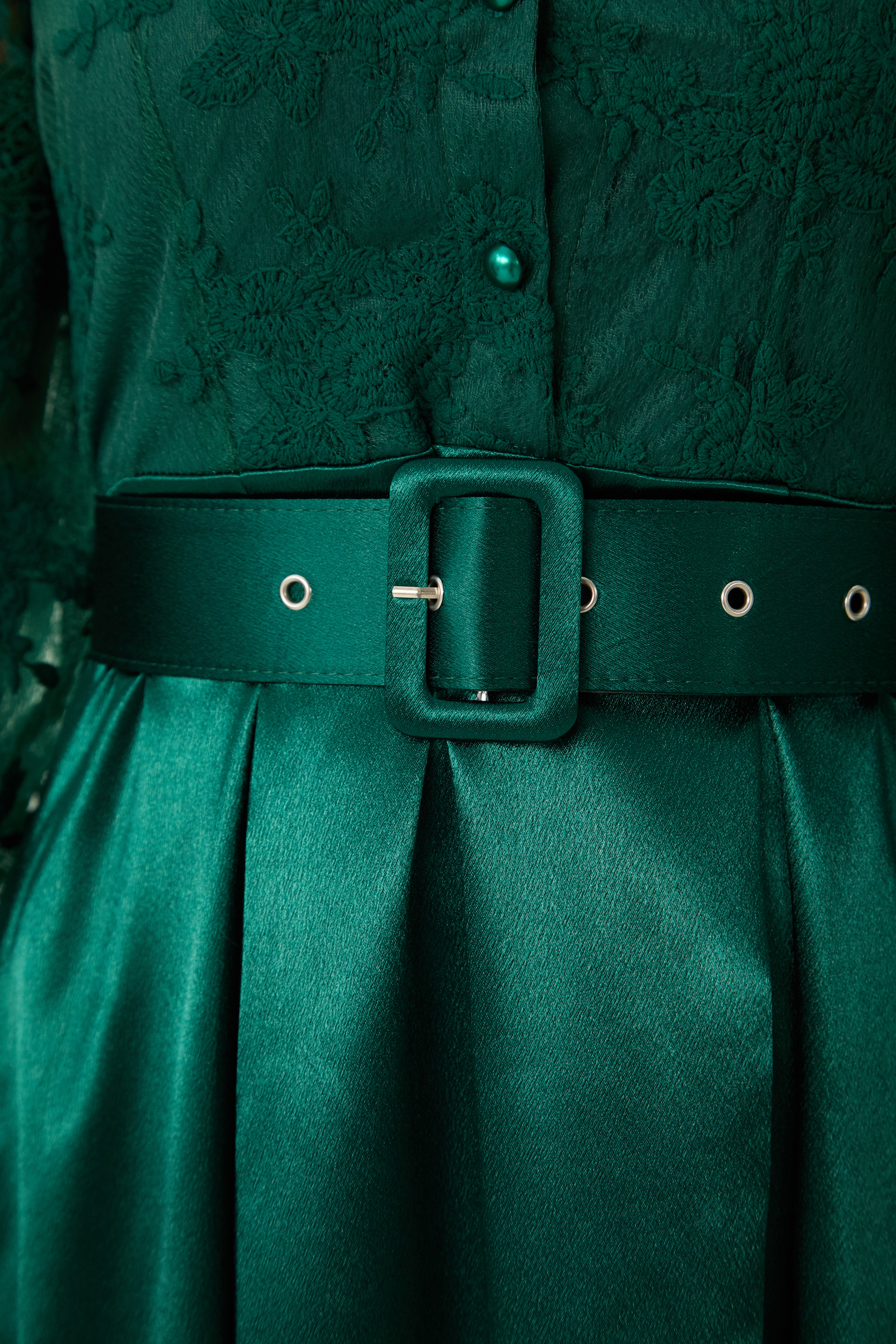 Perfectly Flirtatious Green Sheer Lace Sleeve Maxi Dress