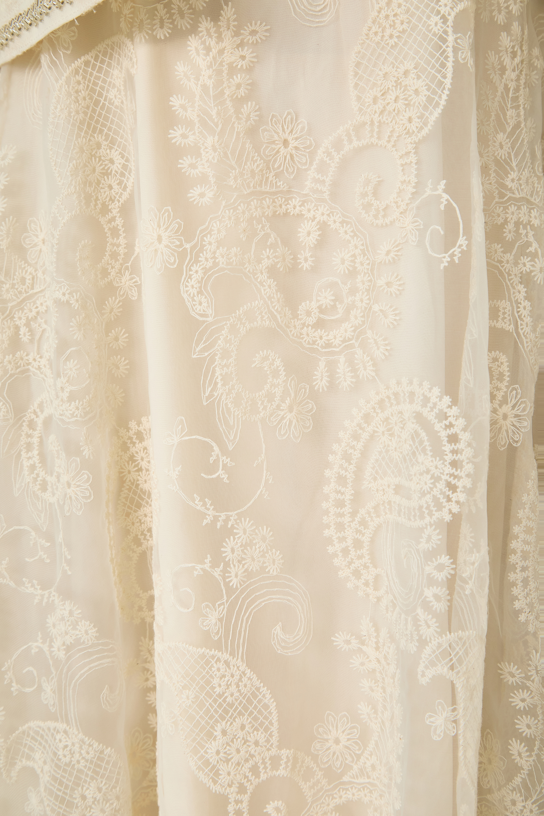 Perfectly Captivating Beige Paisley Embroidery Jacket & Dress Set