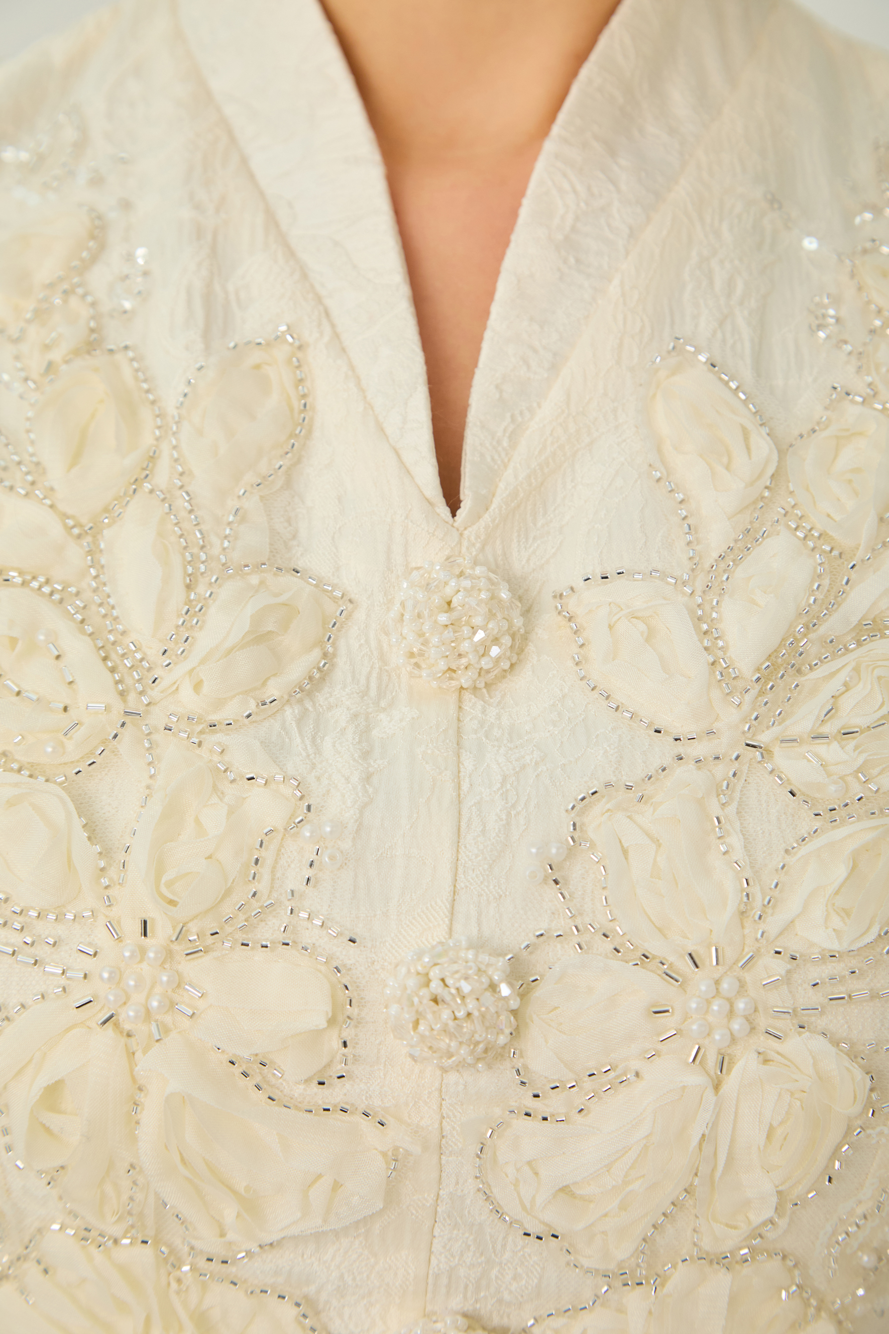 Exceptional Beauty Apricot Floral Embroidered Top & Skirt Set