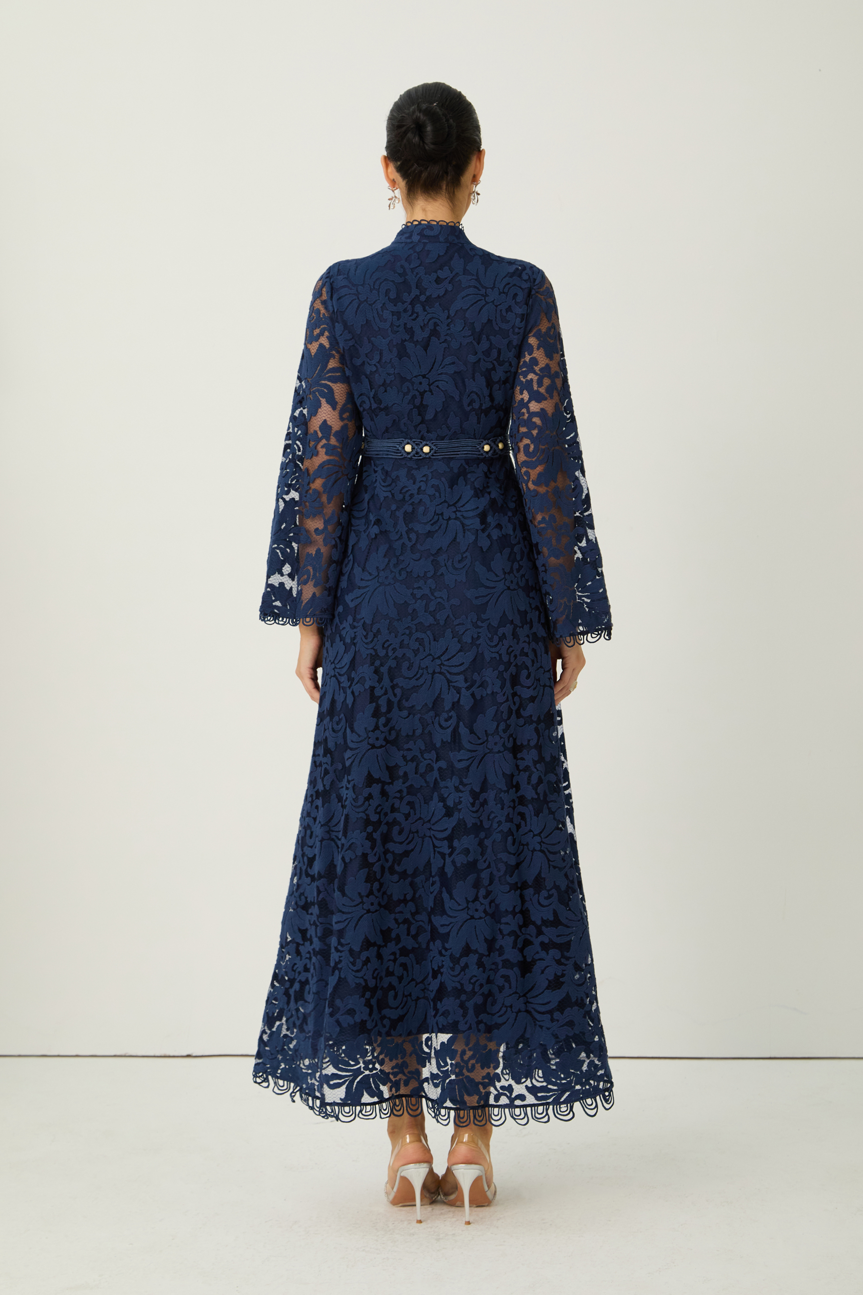 Ethereal Love Blue Sheer Floral Lace Maxi Dress