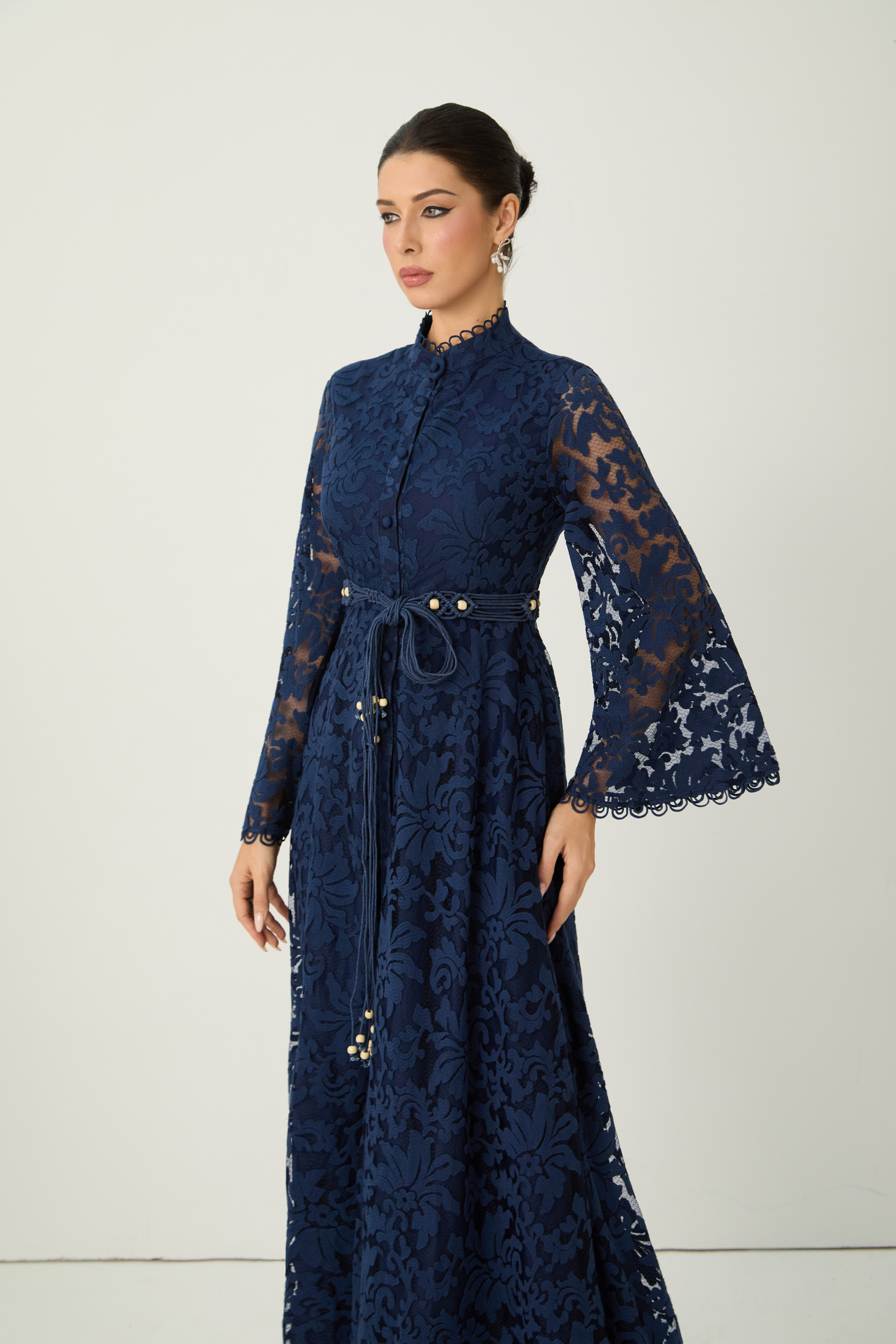 Ethereal Love Blue Sheer Floral Lace Maxi Dress