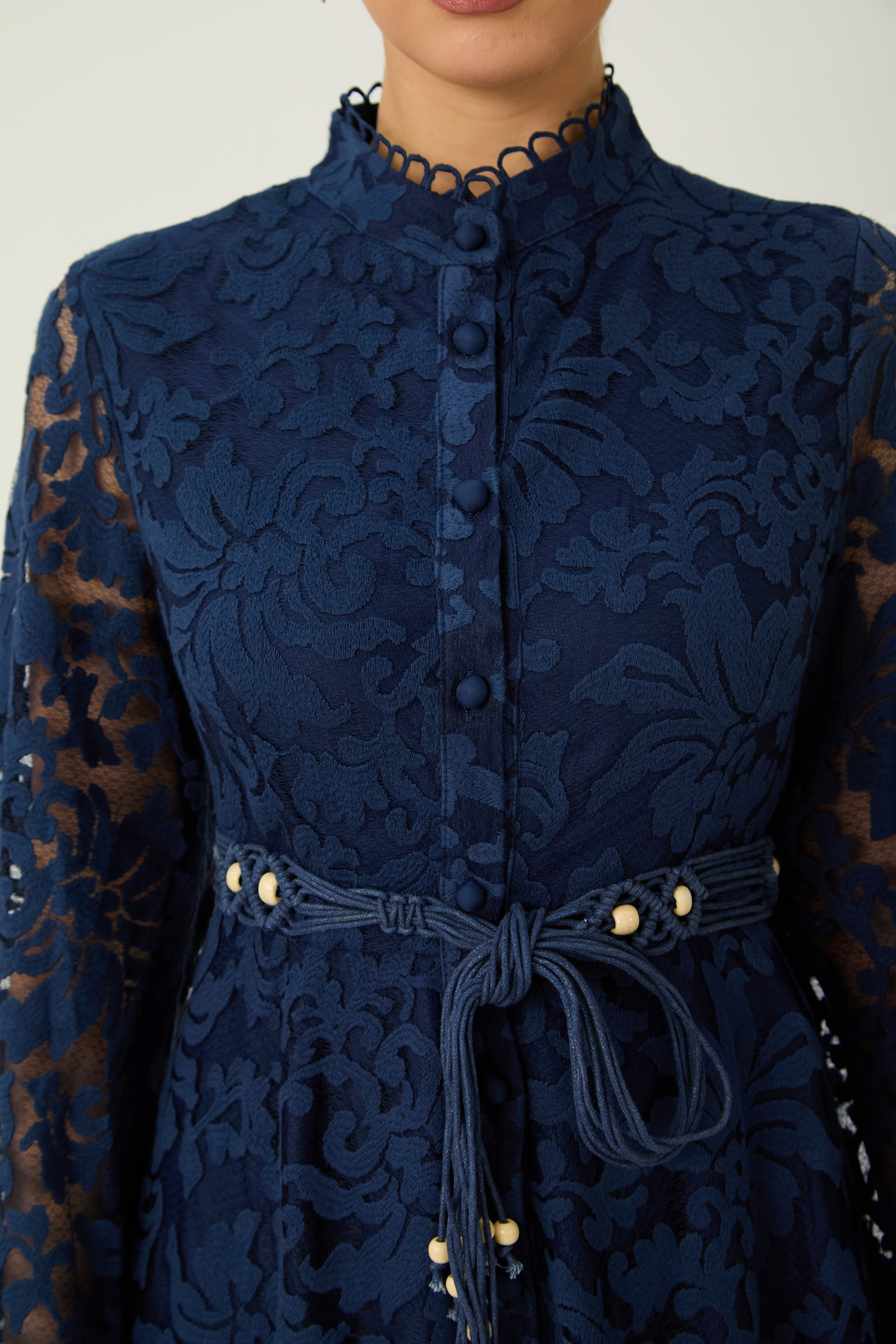 Ethereal Love Blue Sheer Floral Lace Maxi Dress